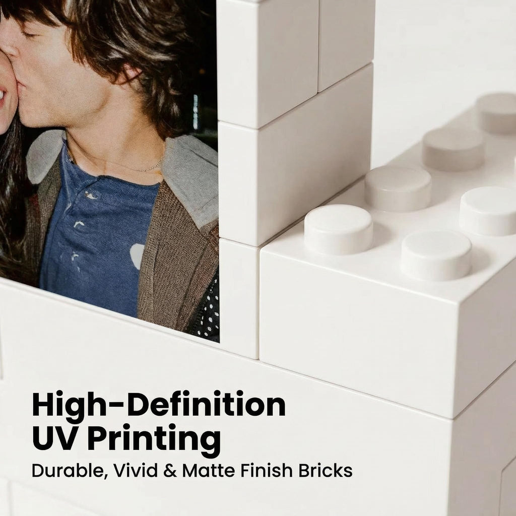 Custom Couple Photo Building Blocks, Personalized Bricks Puzzle with Pictures, Home Decor Photo Frame Anniversary Birthday Valentines Gifts for Women, Wife, Men, Her, Him, Couples