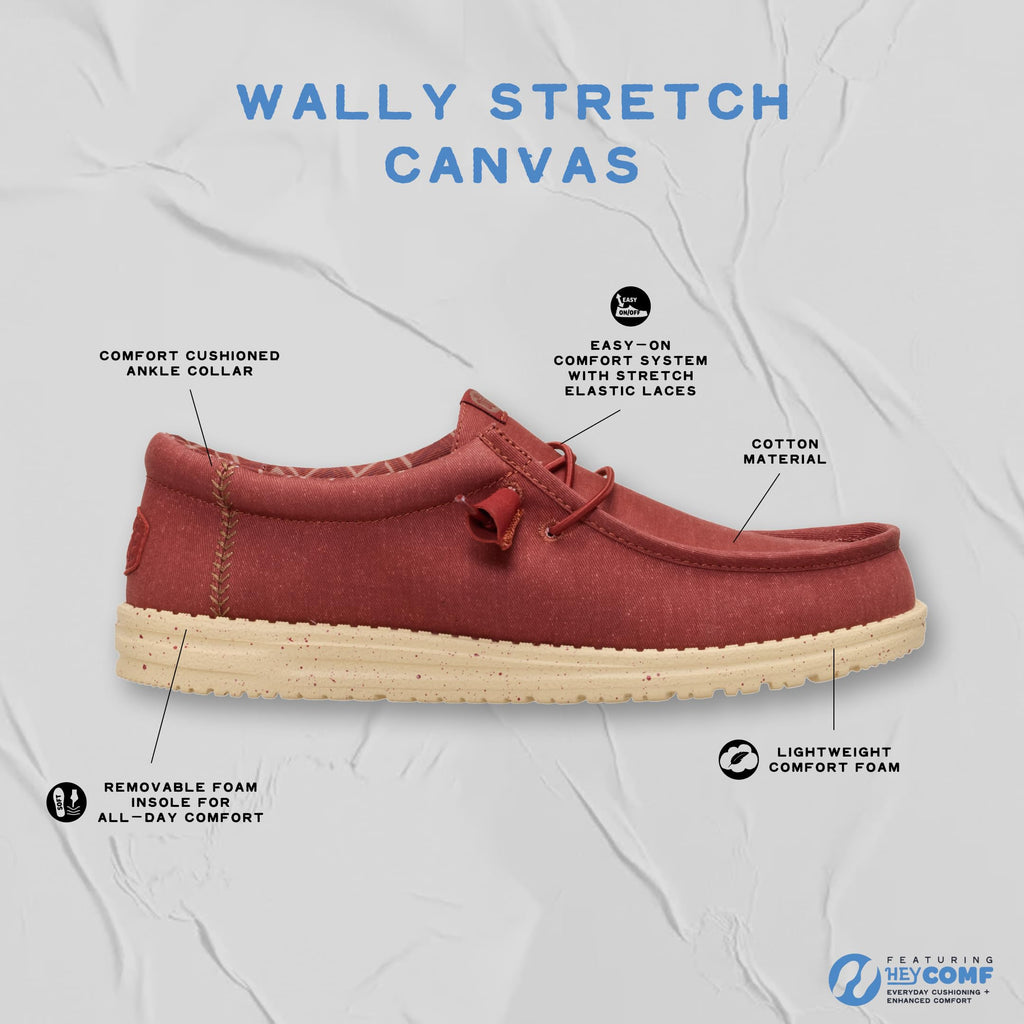 HEYDUDE Wally Stretch Canvas Nut Size 11, Men’s Shoes, Men's Slip-on Loafers, Comfortable & Light-Weight