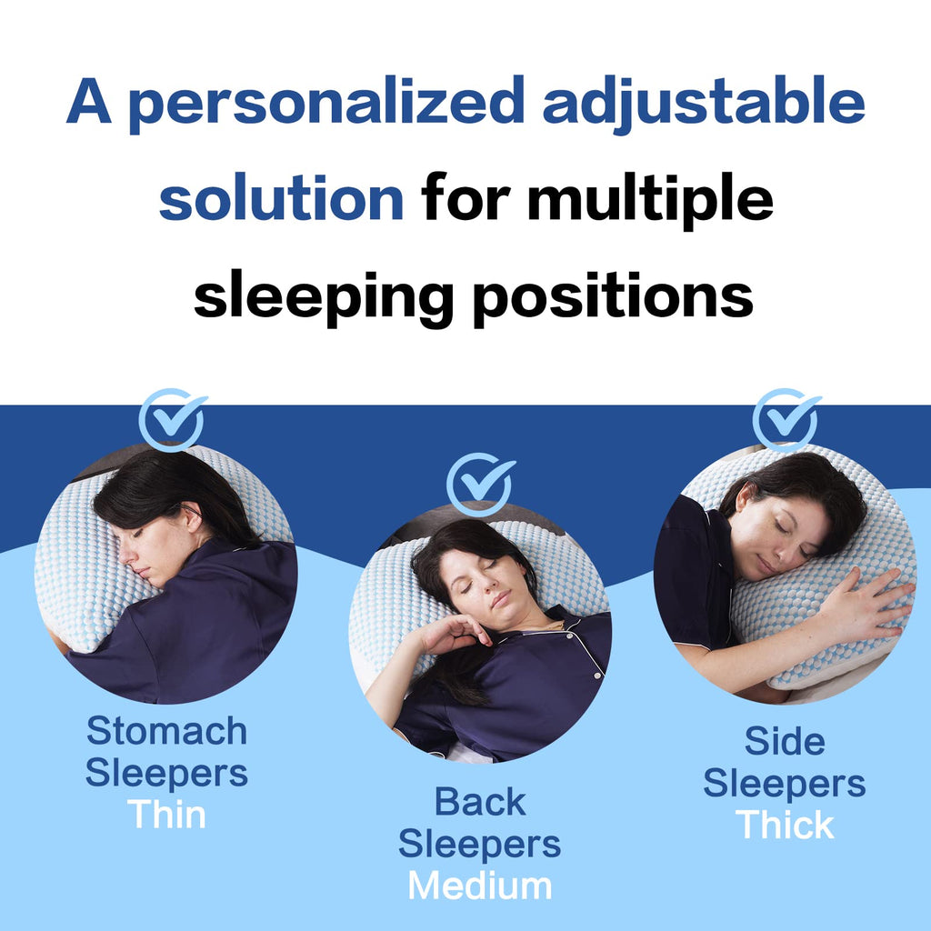 EASELAND Firm Pillows Shredded Memory Foam with Adjustable Fill - Queen Size Set of 2, Removable Cooling Cover for Hot Sleepers, Cool Bed Pillow for Side Back Stomach Sleepers