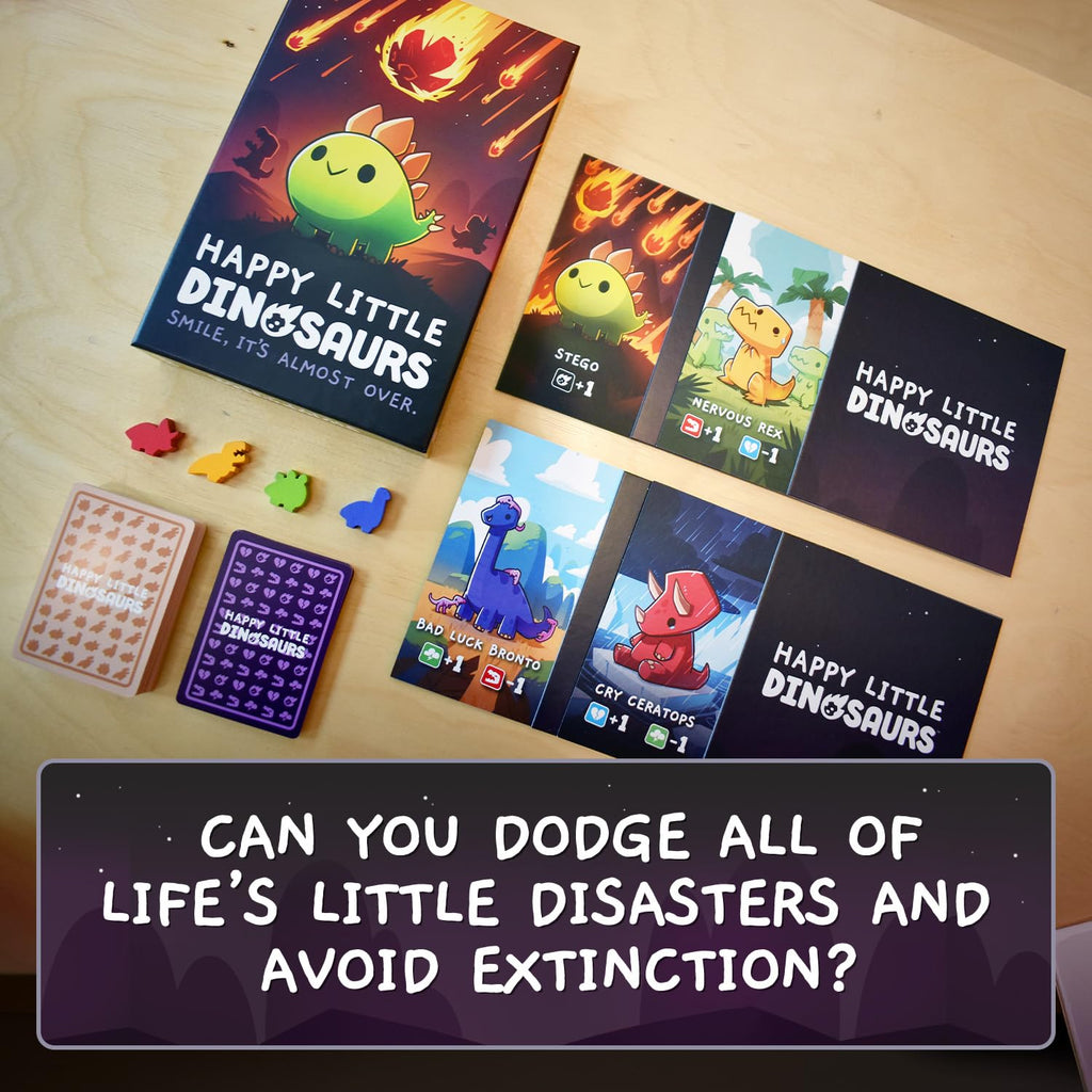 Unstable Games Happy Little Dinosaurs Board Game - Funny Card Game for Adults and Kids - Family Board Games for 2-4 Players, Ages 8 and Up, From the Creators of Unstable Unicorns and Here to Slay