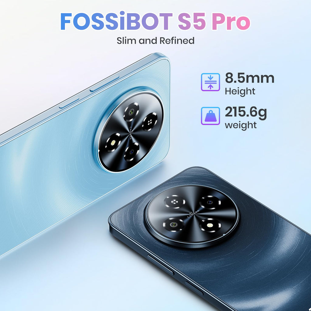 FOSSIBOT S5 Pro Android 15 Cellphone, 32GB+256GB/2TB Phone, 6.88" HD Smartphone, 6000mAh Battery Smartphones,50MP+8MP Phones,Gemini Al Cell Phone 2026 Black
