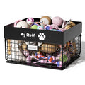 qeerable Dog Toy Basket - Metal Large Dog Toy Box for Small Dog - Dog Toy Storage Bin for Pet - Personalized Large Dog Toy Basket for Puppy and Pet- Dog Toy Organizer Holder Boxes for Living Room
