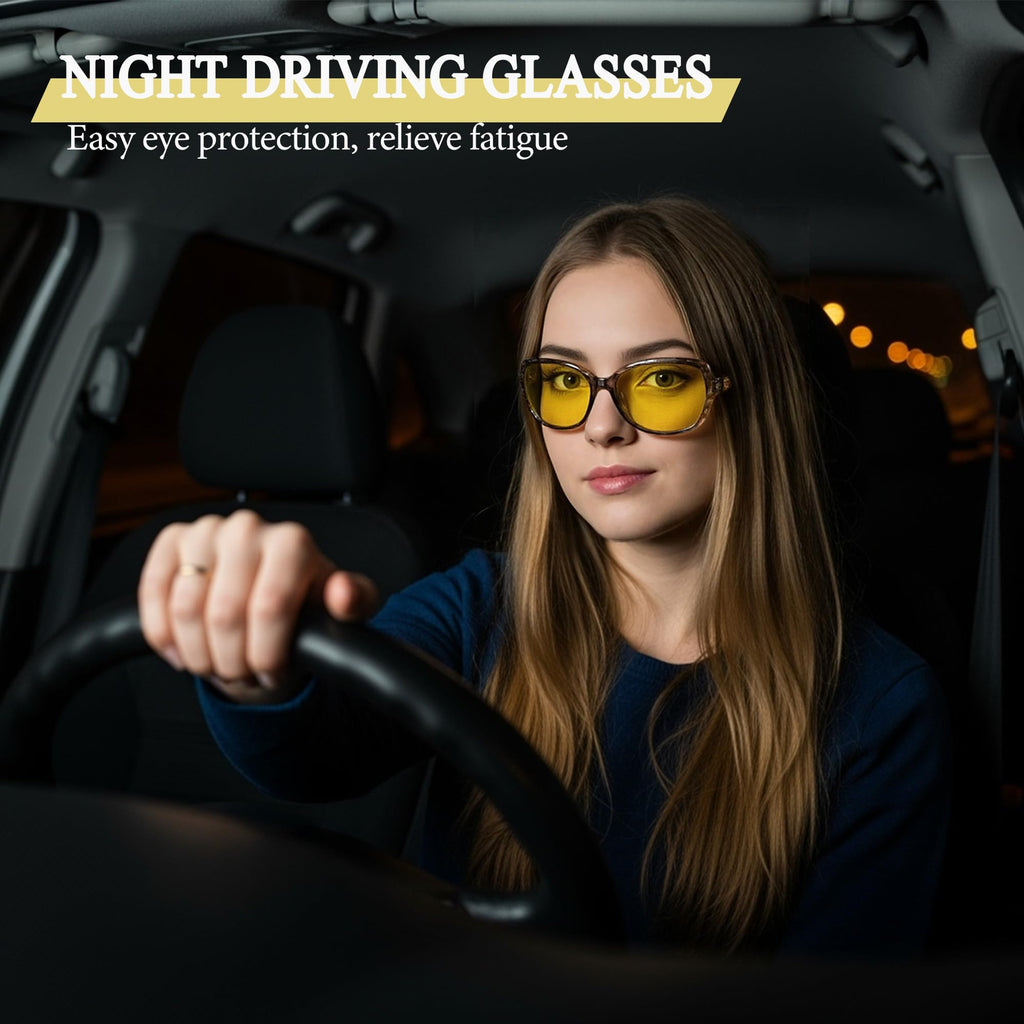 SIPHEW Night-Vision Glasses for Driving Women, Polarized Night-Driving Glasses- Anti-glare Yellow Lens for Nighttime (night-vision glasses, floral)