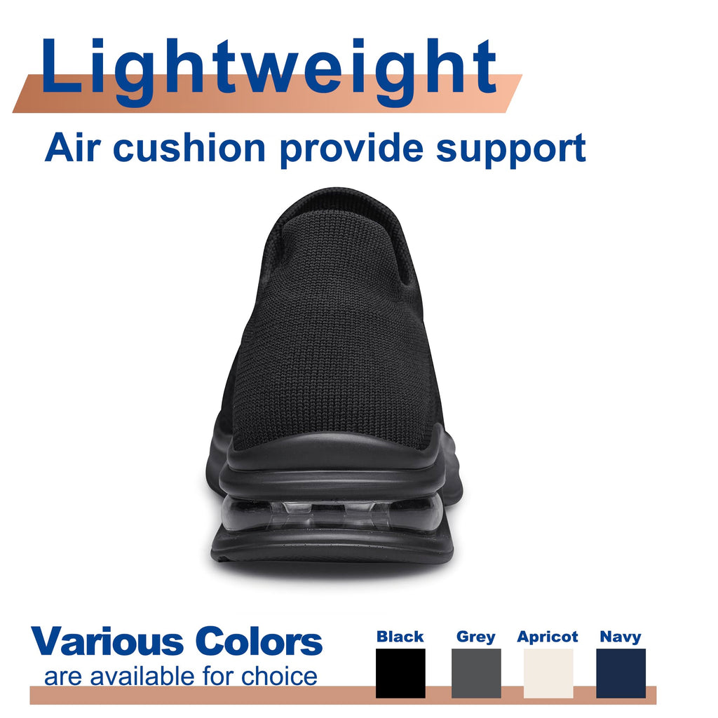 Mens Walking Shoes Slip on Lightweight Comfortable Running Shoes Workout Tennis Athletic Shoes Gym Sneakers Black Size 10