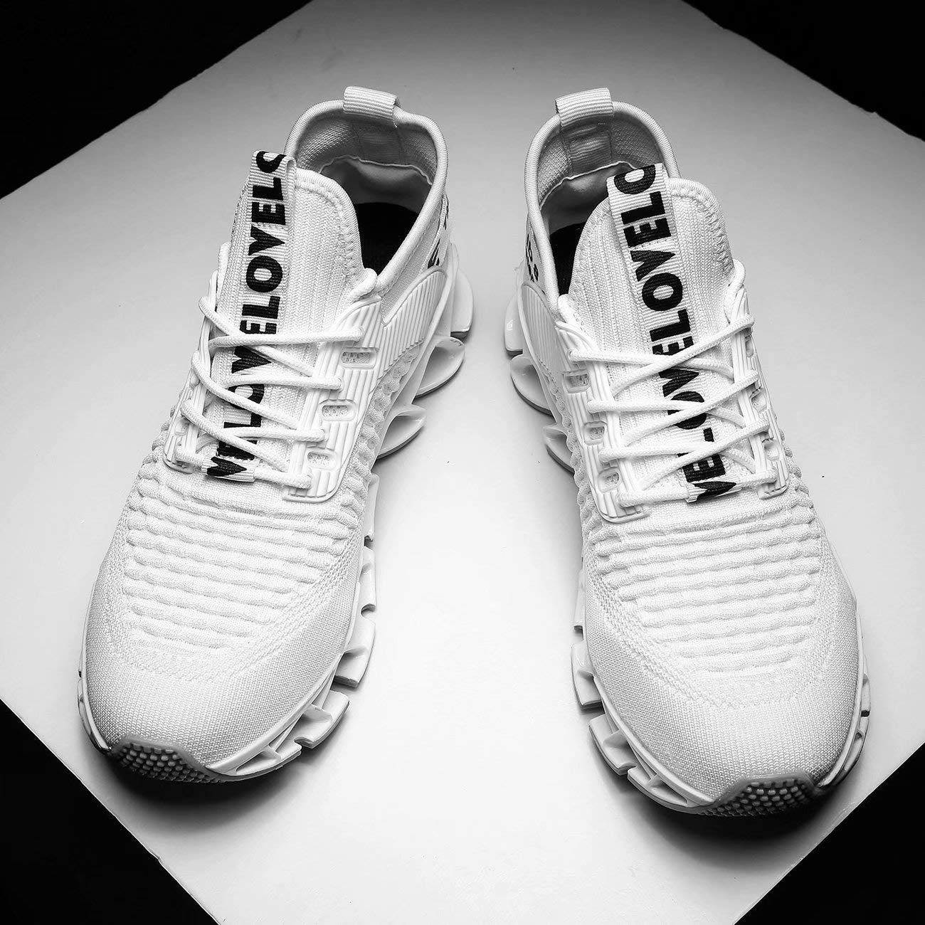 Vooncosir Men's Fashion Sneakers Breathable Mesh Running Shoes Blade Non Slip Soft Sole Casual Athletic Lightweight Walking Shoes(6.5,White)