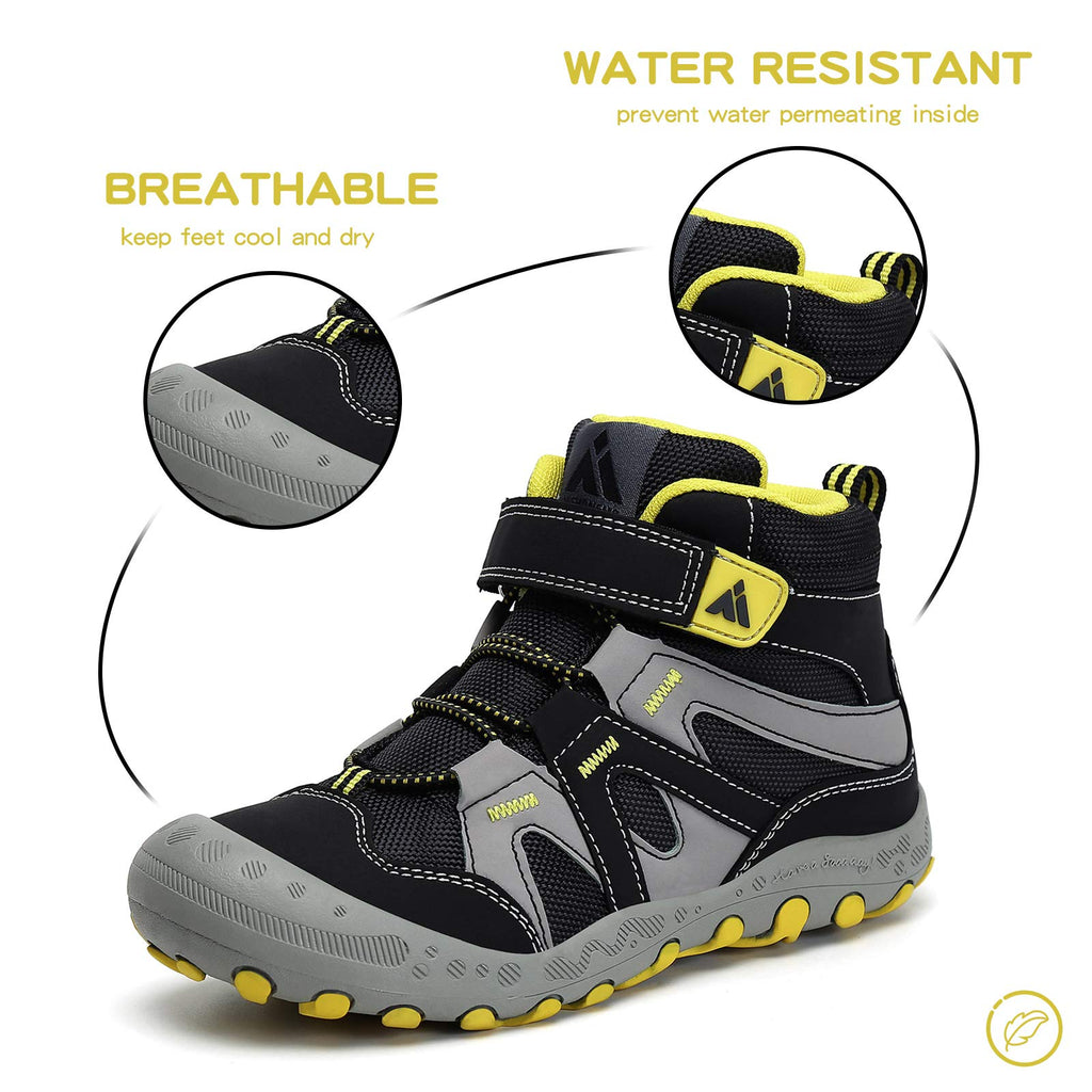 Mishansha Boys Girls Shoes Outdoor Hiking Waterproof Breathable Little Kids Ankle Sneaker Boots with Anti-Slip Rubber Sole Black 2 Little Kid