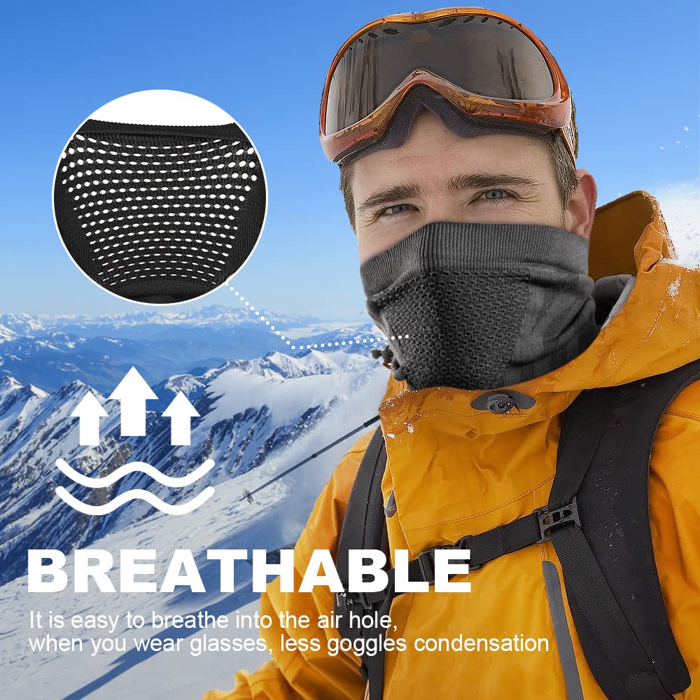 WTACTFUL Winter Neck Gaiter Neck Warmer Half Face Ski Mask Thermal Cover Shield for Cold Weather Windproof Tube Bandana Balaclava for Running Skiing Snowboarding Cycling Motorcycle Riding All Black