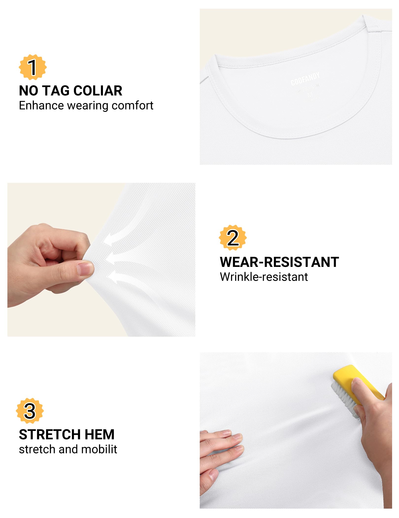 COOFANDY 3 Pack Men's Workout Shirts Quick Dry Moisture Wicking Athletic T-Shirts Casual Crew Neck Sports Tees Tops Bulk