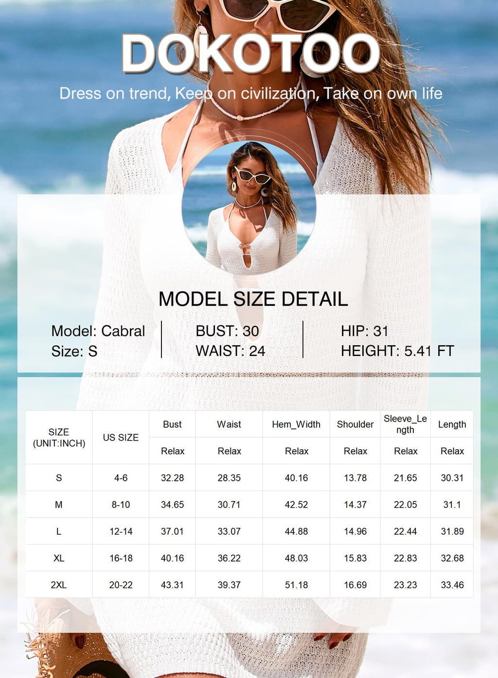 Dokotoo Bathing Suit Cover Up for Women Summer Beach Vacation Essentials Sexy Deep V Neck Bell Sleeve Crochet Swimsuit Cover Up Dress Hollow Out Beach Bikini Bathing Suit Coverups Swimwear Rose Red S