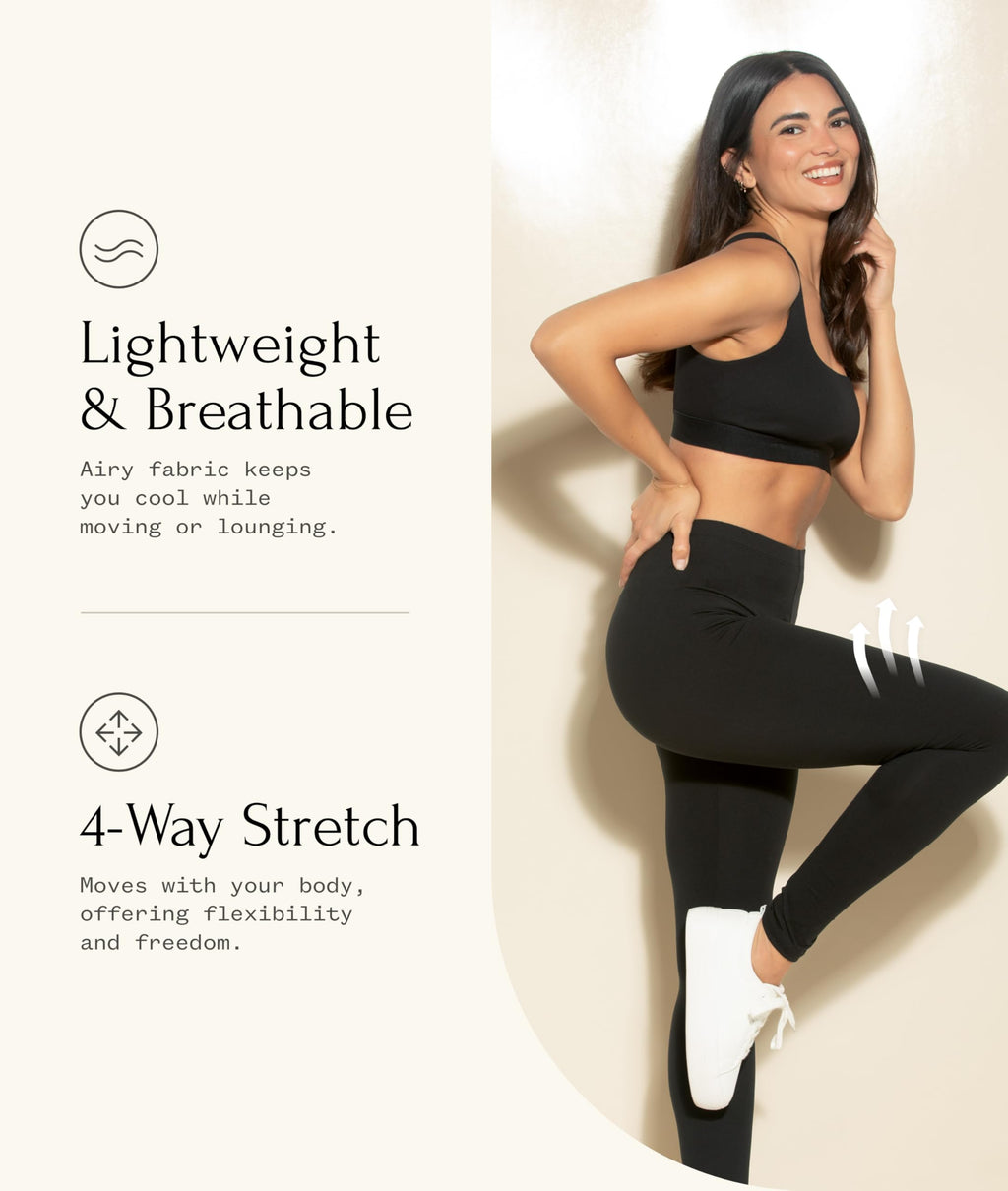 Felina Velvety Super Soft Lightweight Leggings 2-Pack - for Women - Yoga Pants, Workout Clothes Black
