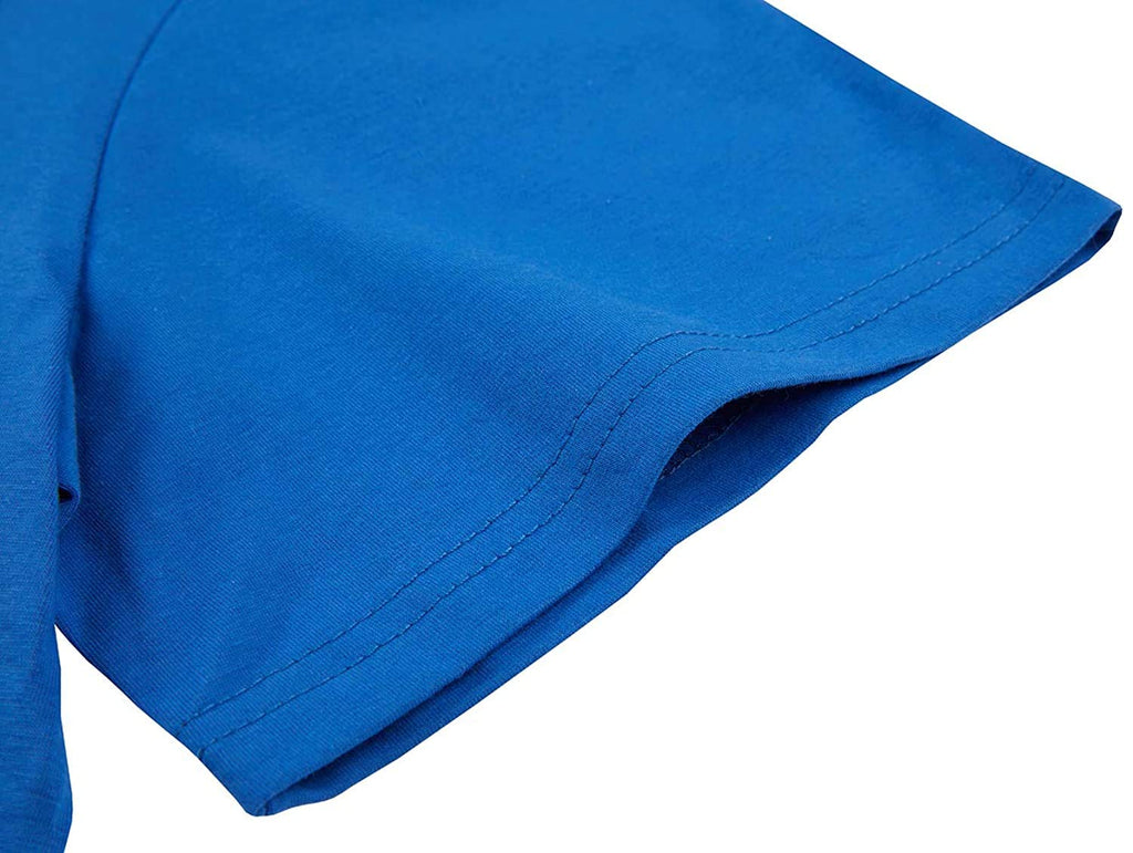 NIUBIA Women's Letter Print Basic Crew Neck Tee Summer Short Sleeve T-Shirt with Pockets Loose Fitting Tops Blue