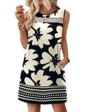 WIHOLL Floral Dress for Women 2026 Spring Clothes Loose Fit Fashion Clothing Casual Summer Dresses Vacation Outfits Sundresses with Pockets Wedding Guest Dress Elegant Black M