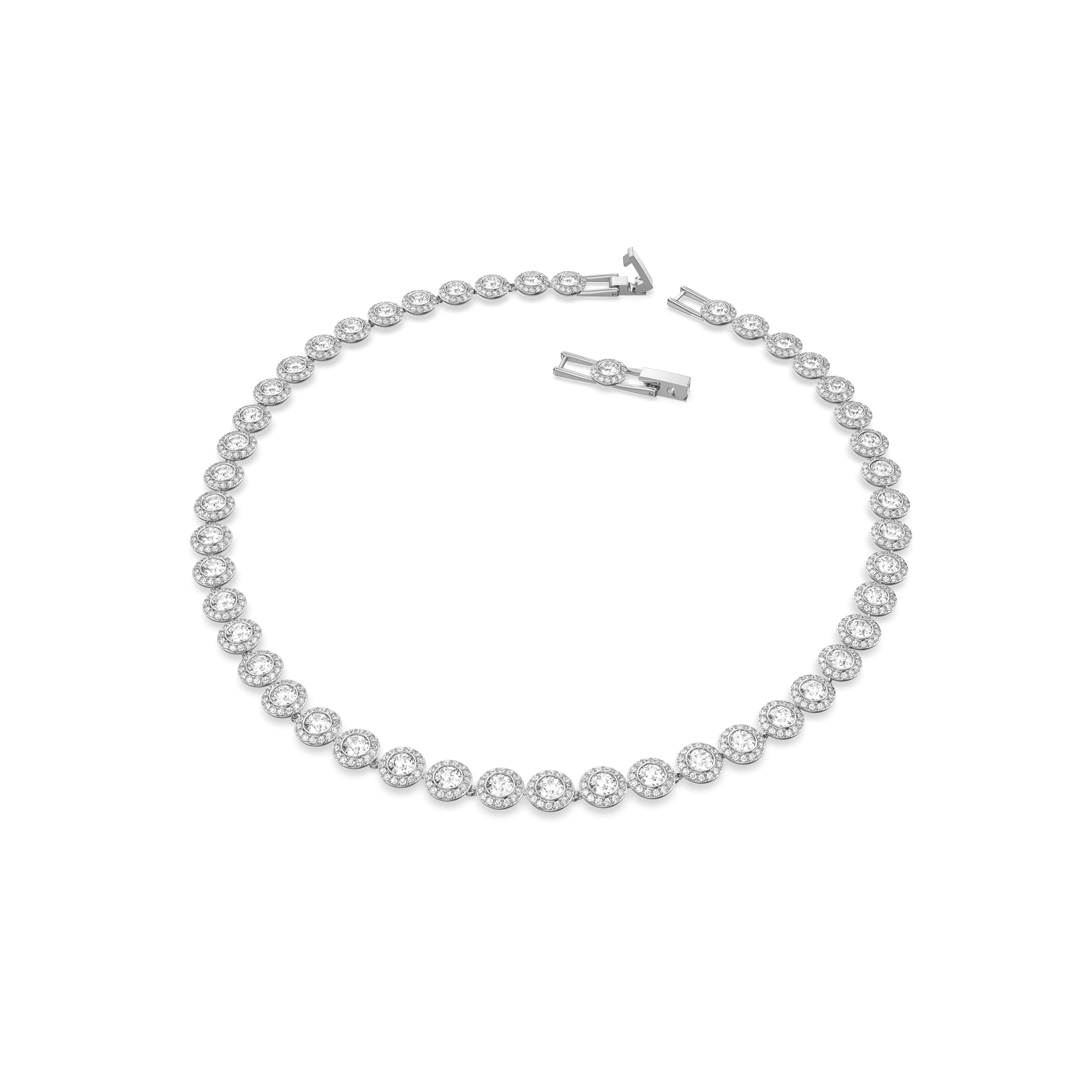 Swarovski Crystal Authentic Angelic All Around Set of Necklace, Bracelet and Earrings, White, Rhodium Finish- Women's Hypoallergenic Sparkling Jewelries - Nickel Free Crystal Jewelry Collection