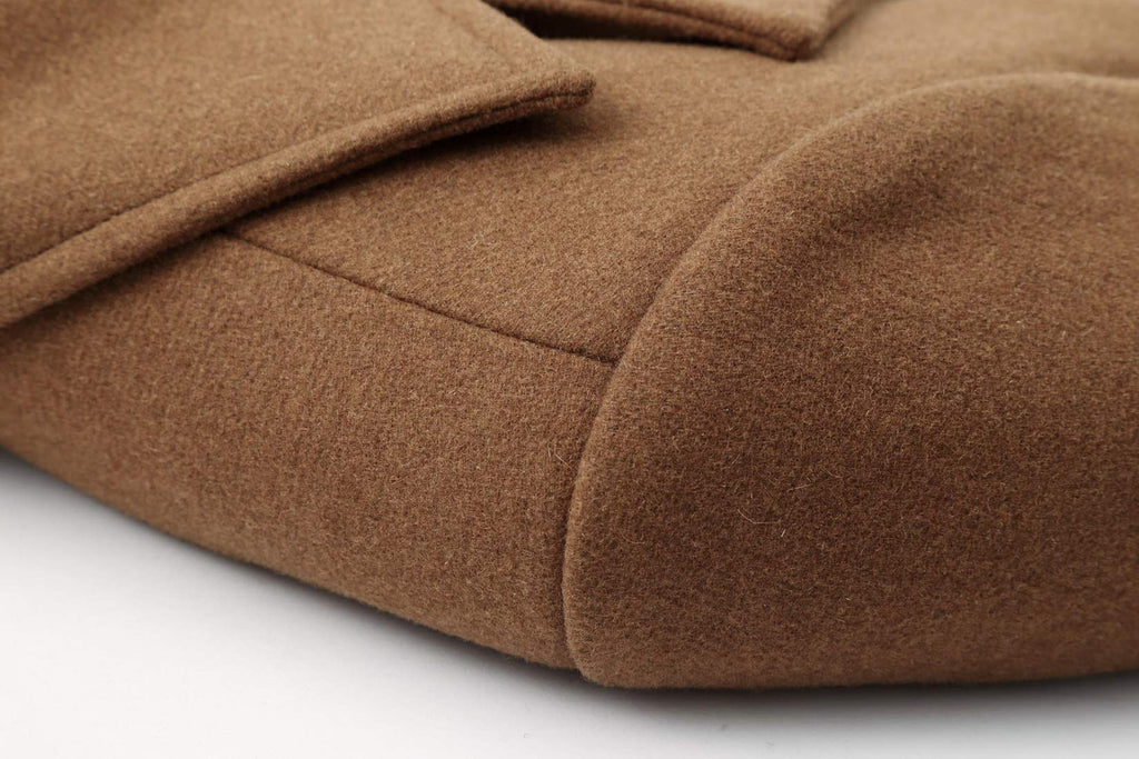 chouyatou Men's Classic Notched Collar Double Breasted Wool Blend Pea Coat (Large, Single-Camel)