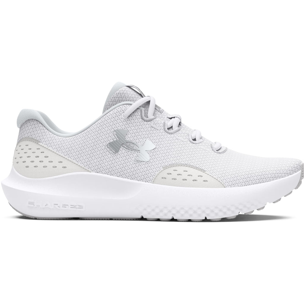 Under Armour Women's Charged Surge 4, (100) White/Distant Gray/Metallic Silver, 7, US