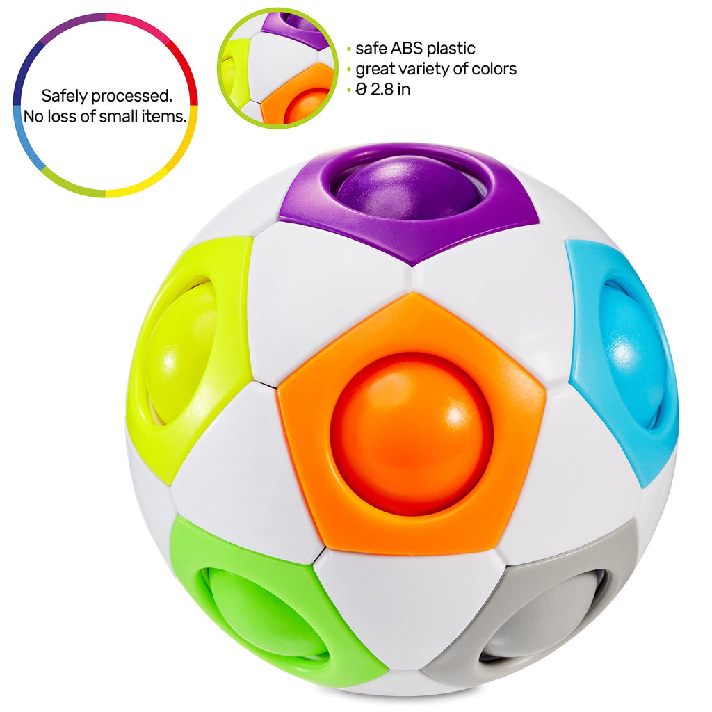CUBIDI® Original Rainbow Puzzle Ball I Brain Teasers for Kids Ages 6-10 I for Boys and Girls 6+ Years, Cool Travel Toy for Children, Fidget Ball, 3D Puzzle Toy