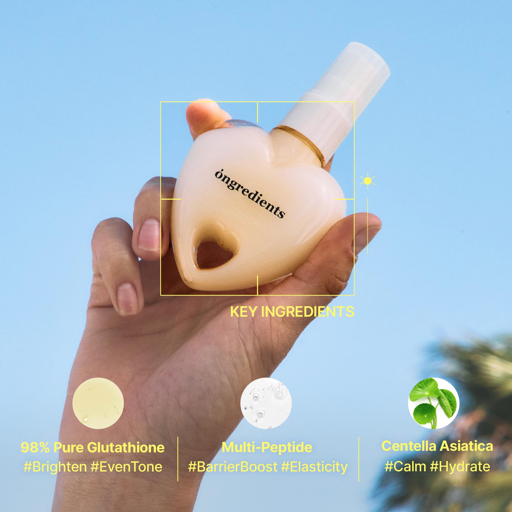 ONGREDIENTS Skin Barrier Glow Mist (Heart Edition), Dual-Layer Facial Mist, 98% Pure Glutathione, Multi-Peptide, Centella, Ultra-Fine Spray, Dry and Sensitive Skin, Korean Skin Care 1.69 fl. oz.