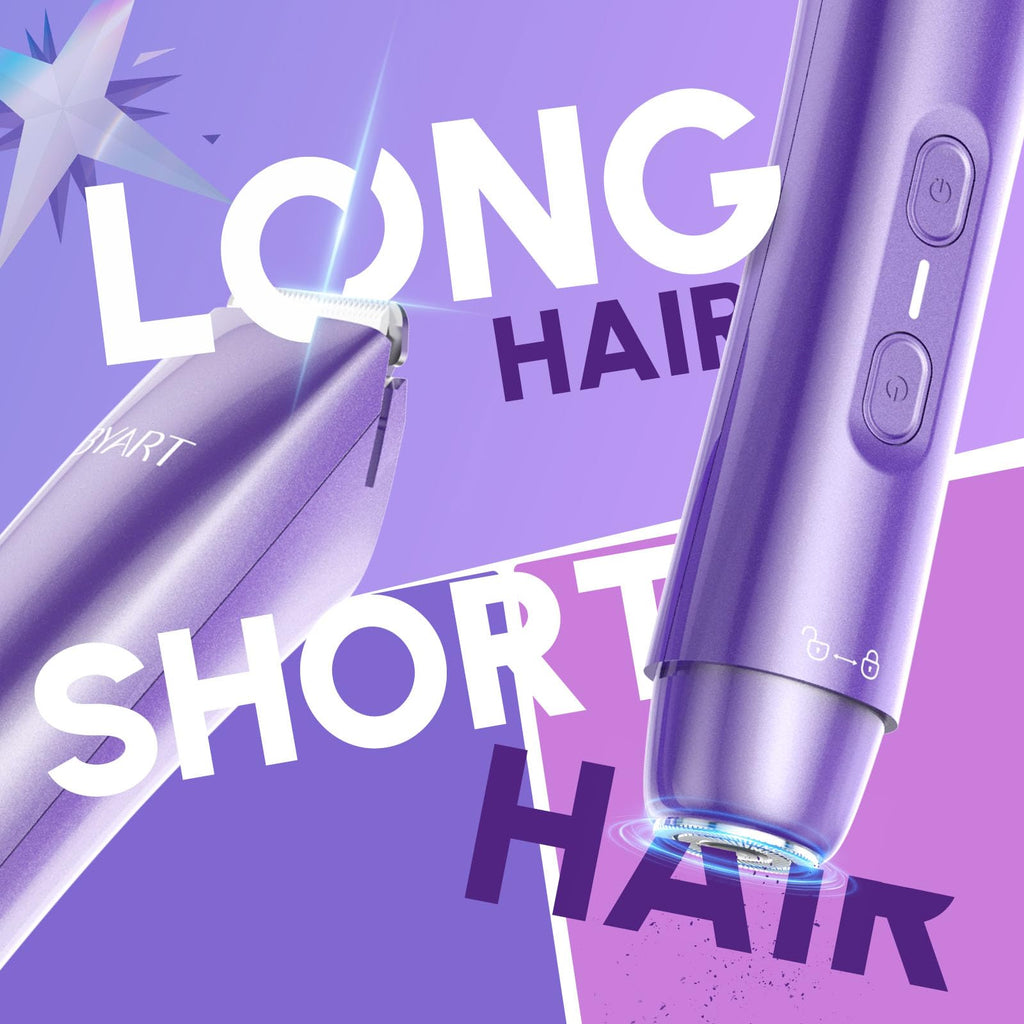 Bikini Trimmer for Women Dual Head – IPX7 Waterproof & Painless Electric Razor for Pubic Hair, Face, Legs, Underarms – Portable Cordless Shaver with Clipper Combs, Teen Girl Gifts Trendy Stuff, Purple