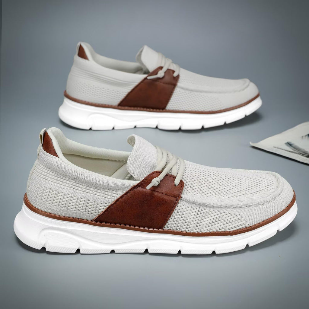 Mens Casual Slip in Boat Shoes Fashion Lightweight Slip On Loafers Walking Beach Sneakers Work Mesh Oxfords Soft Sole Beige
