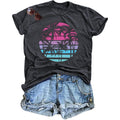 Hawaiian Shirts for Women Palm Trees Beach Graphic Tee Tops Summer Vacation Short Sleeve Tshirt Tops Dark Grey L