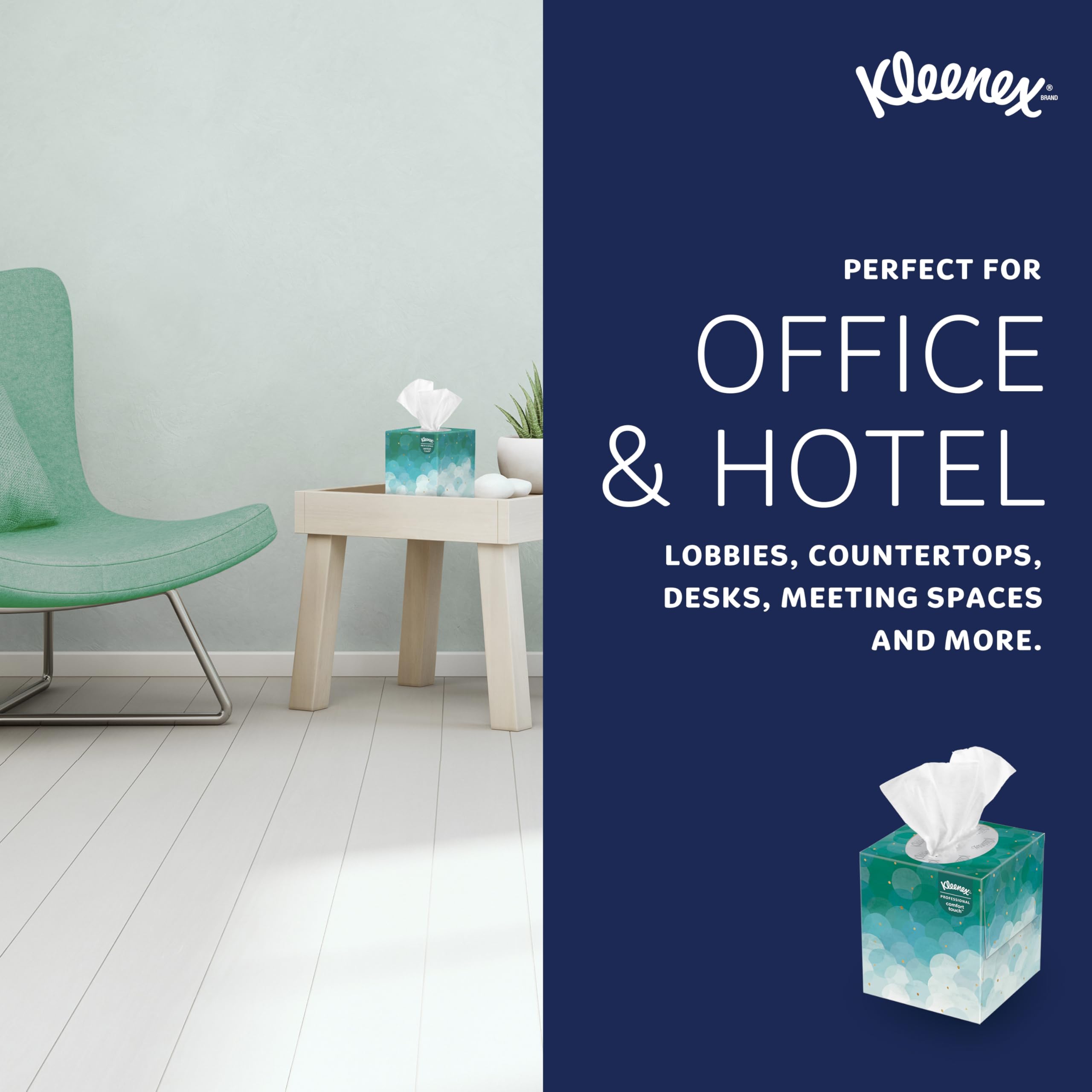 Kleenex Professional Facial Tissue, Bulk (21270), 2-Ply, White, Upright Cube Boxed Format, Designed for Business (90 Tissues/Box, 36 Boxes, 3,240 Sheets/Case)