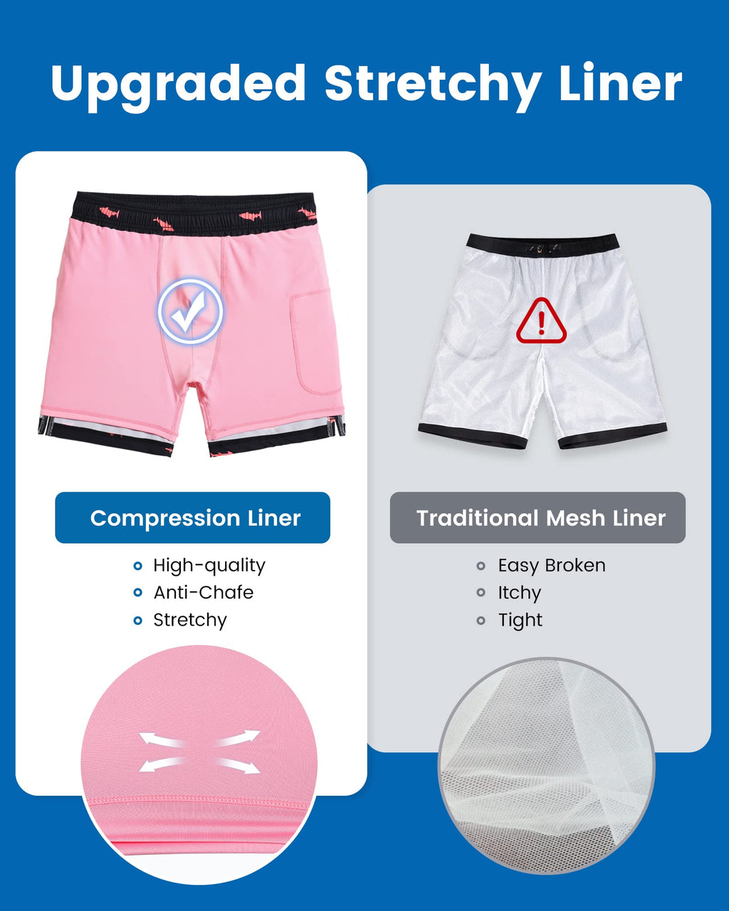 Maamgic Swim Trunks Men 2 in 1 Bathing Suit, Quick Dry Men Swimming Trunks with Zipper Pockets, 7 Inch