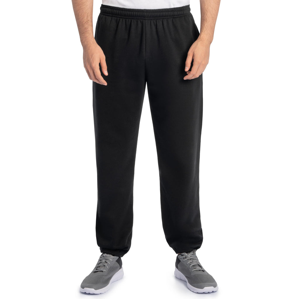 Fruit Of The Loom Mens Eversoft Fleece Elastic Bottom With Pockets, Relaxed Fit, Moisture Wicking, Breathable Sweatpants, Black, Large US