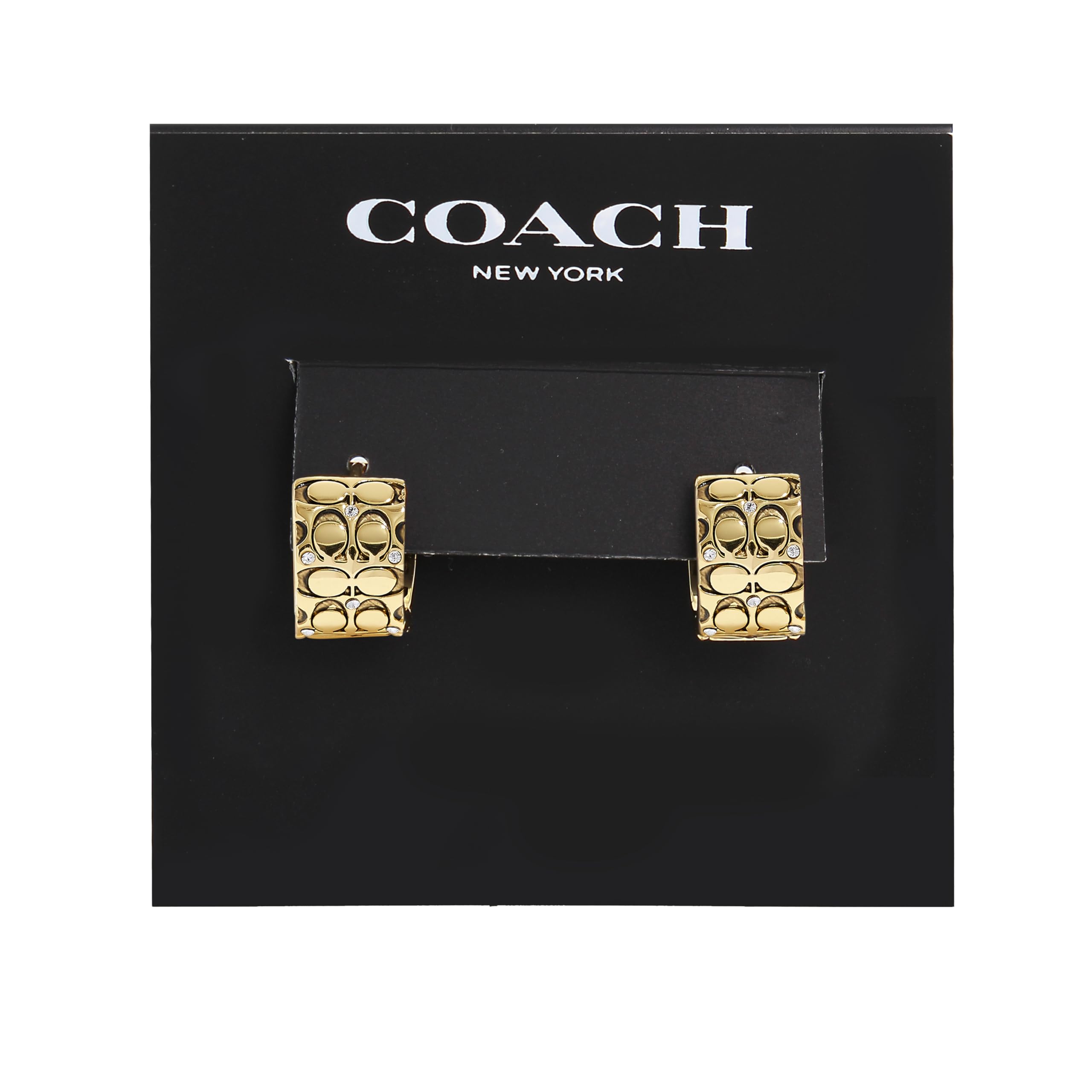 COACH Quilted C Huggie Earrings Golden One Size