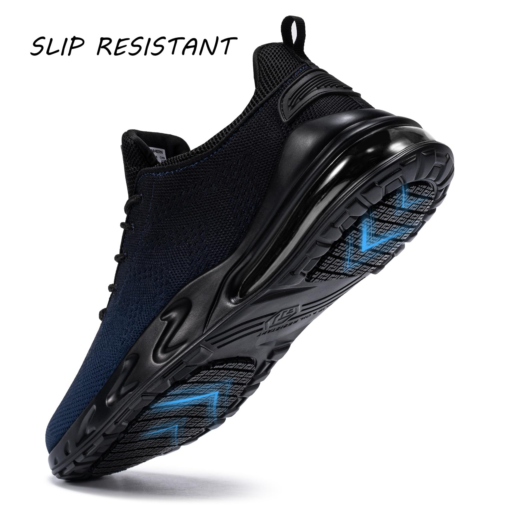 LARNMERN Men Non Slip Work Sneakers Water Resistant Food Service Zapatos Trabajo Antideslizantes Walking Shoes Waterproof Shoes Slip-on, Beacon Blue 8