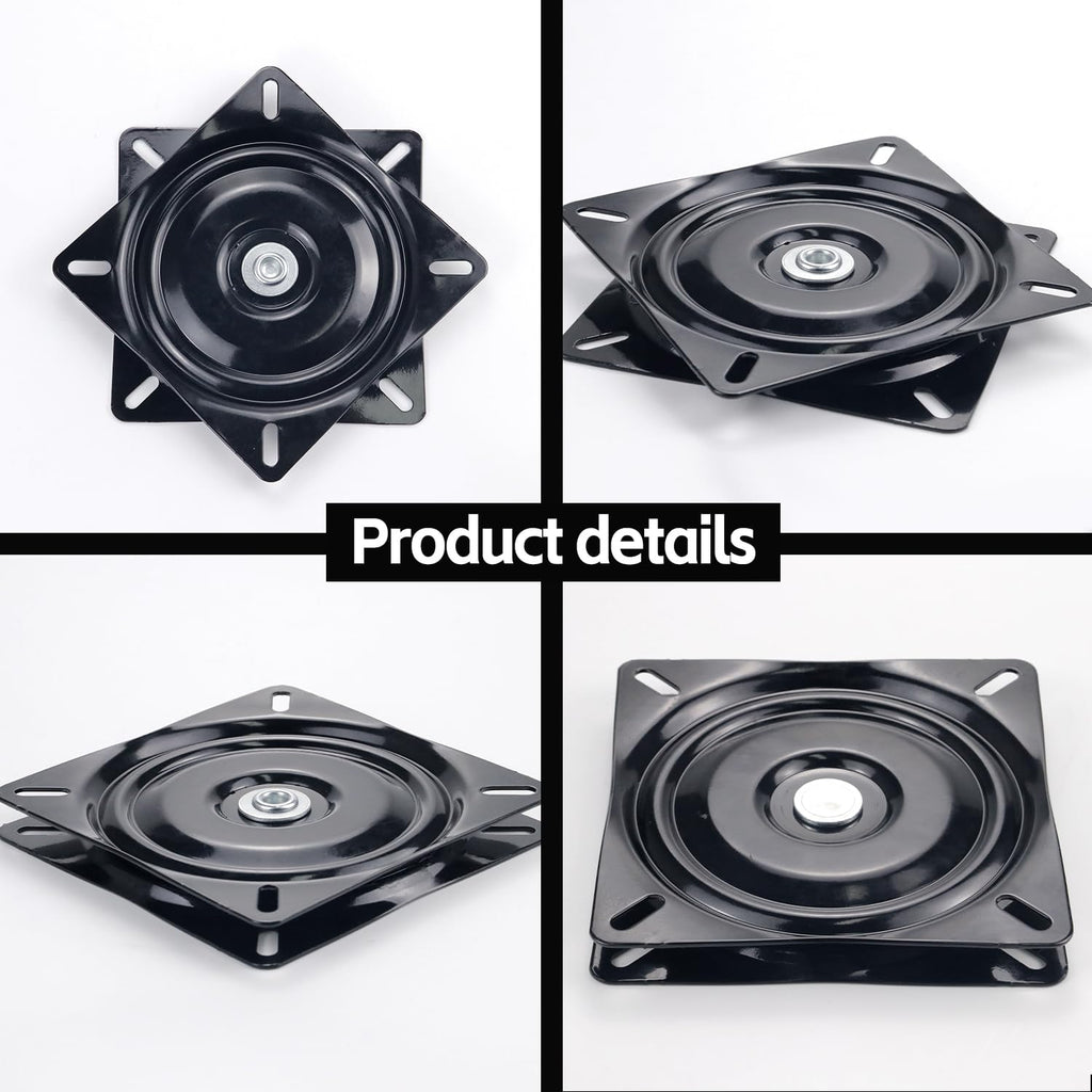 Mejiao 6 Inch Heavy Duty Swivel Plate, 360 Degree Rotating Turntable Base with Ball Bearings for Bar Stool, Chair, Recliner, Boat Seat (Black)