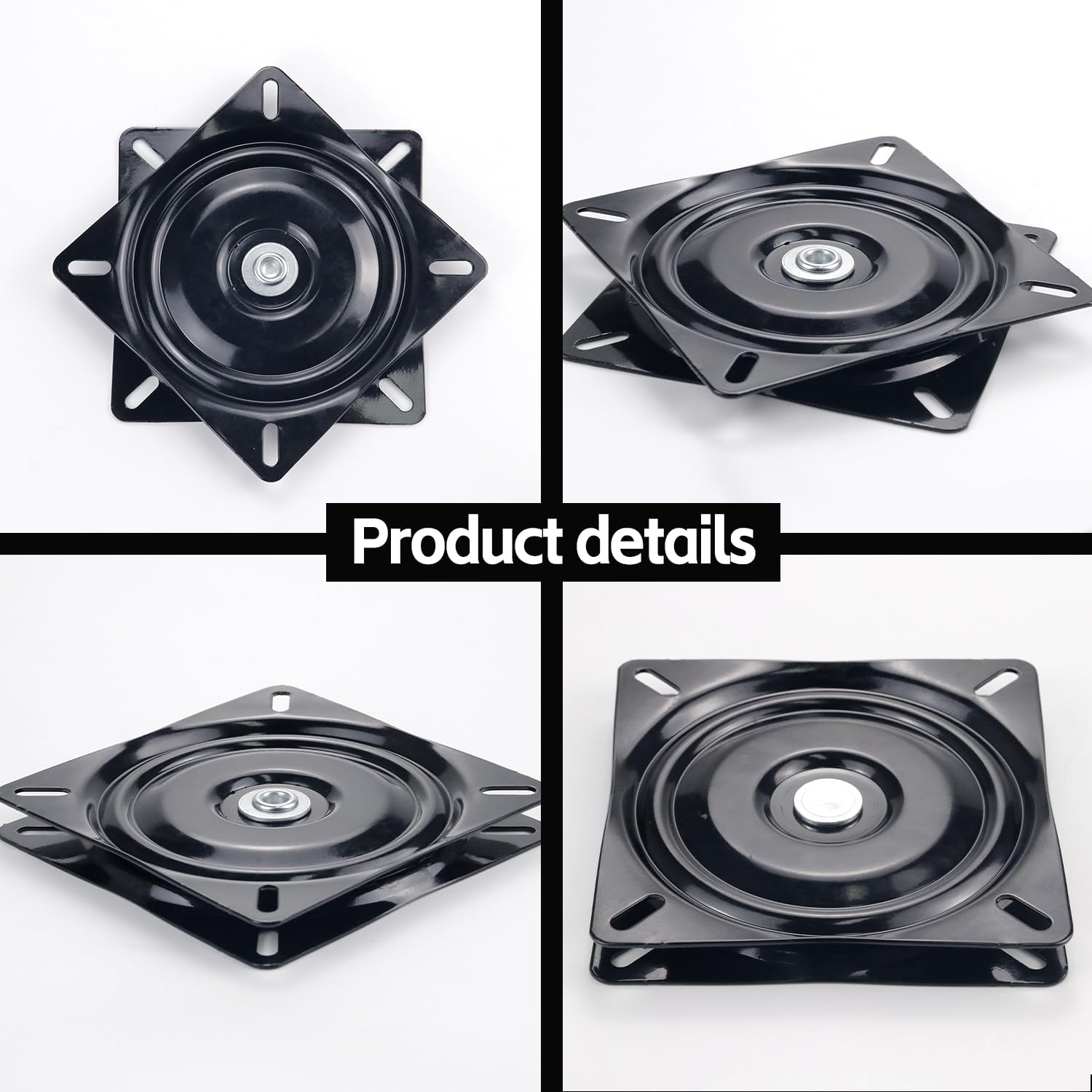 Mejiao 6 Inch Heavy Duty Swivel Plate, 360 Degree Rotating Turntable Base with Ball Bearings for Bar Stool, Chair, Recliner, Boat Seat (Black)