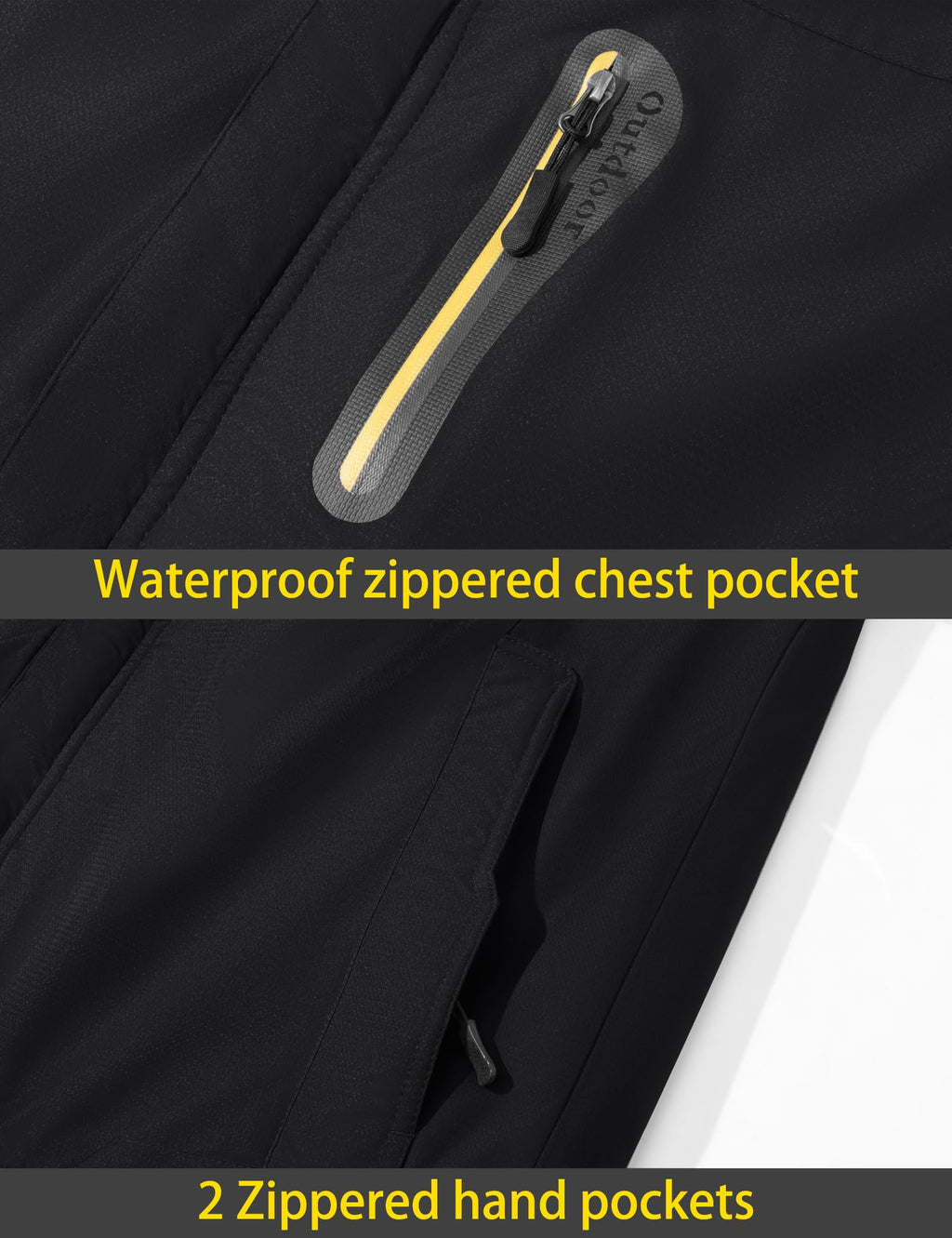 TACVASEN Men's Winter Ski Jacket Waterproof Snow Coats Snowboard Fleece Lining Jacket Warm Parka with Hooded Black M