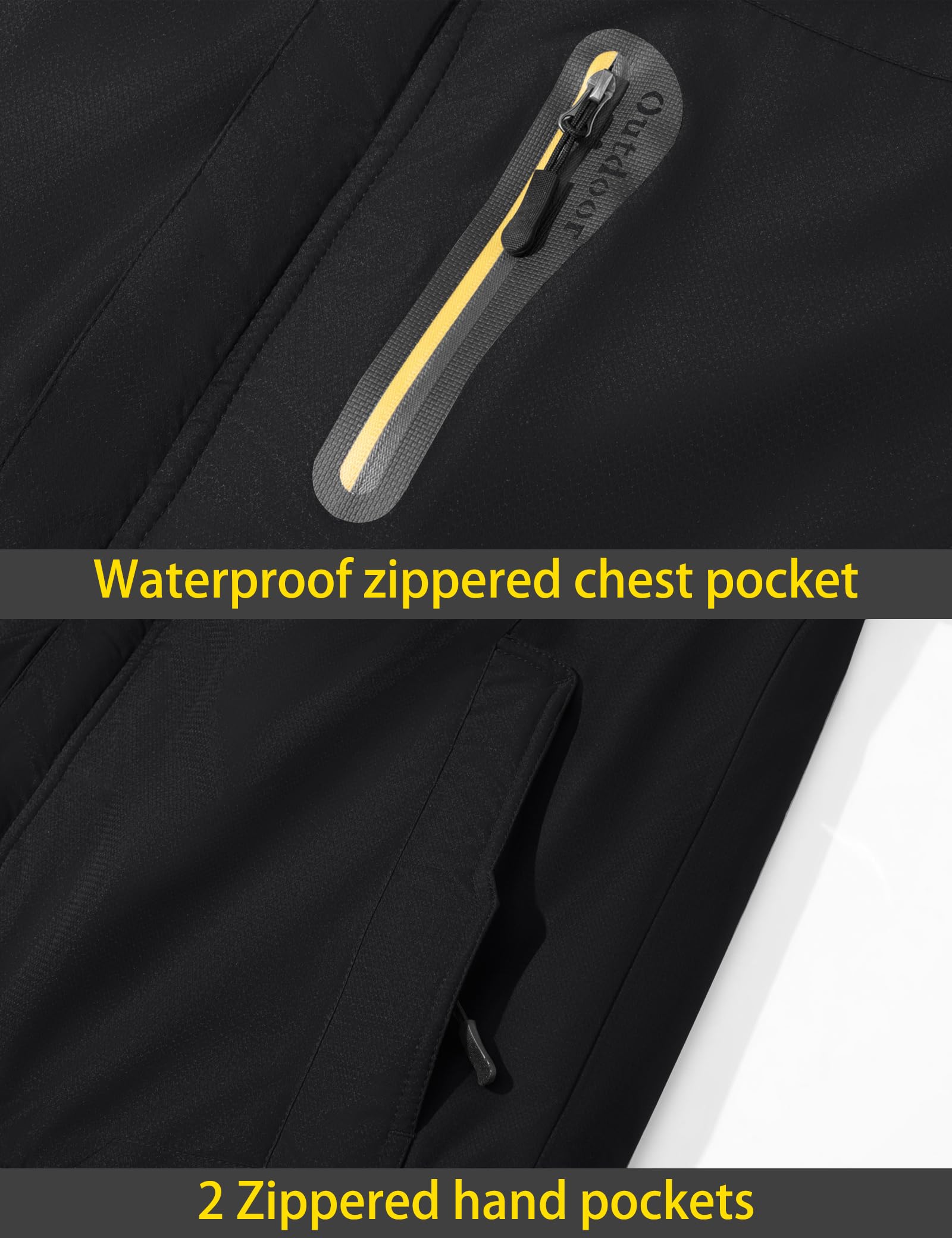 TACVASEN Men's Winter Ski Jacket Waterproof Snow Coats Snowboard Fleece Lining Jacket Warm Parka with Hooded Black M