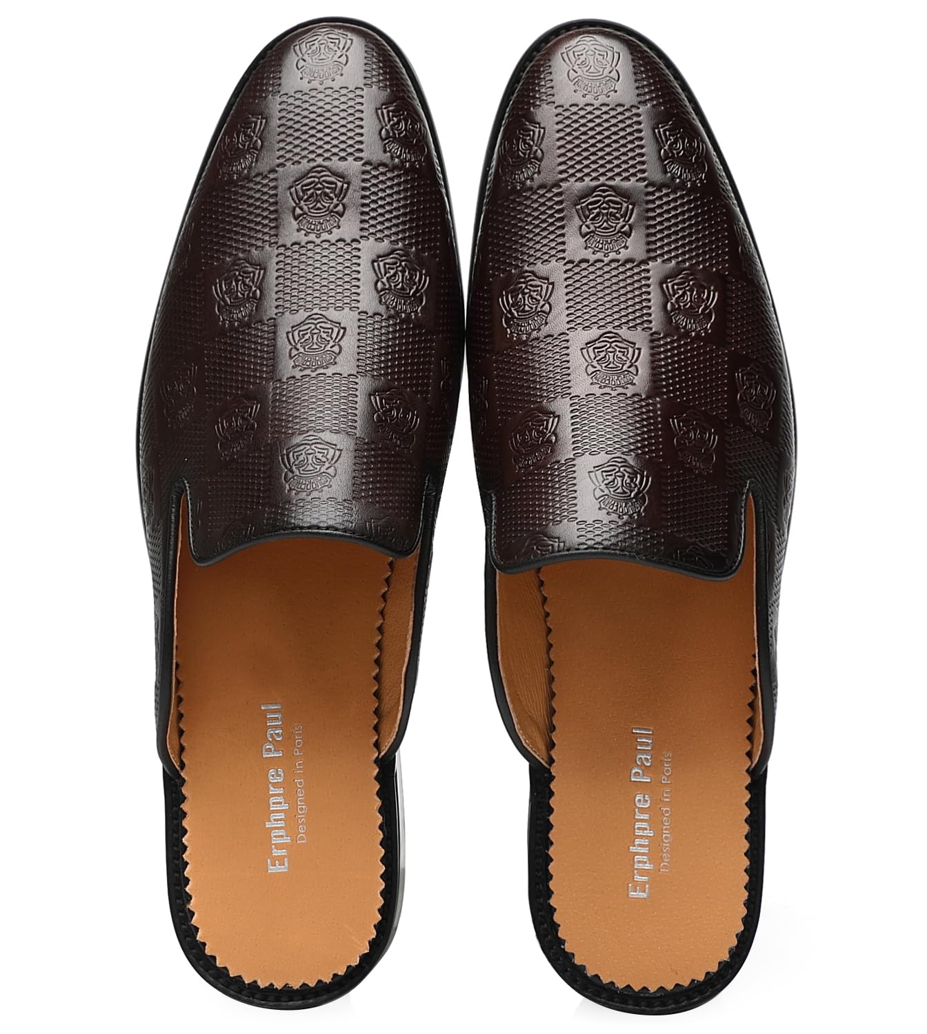 Erphpre Paul Men's Loafers Backless Genuine Leather Mules Open Back Slippers Slip on Shoes Coffee US 10