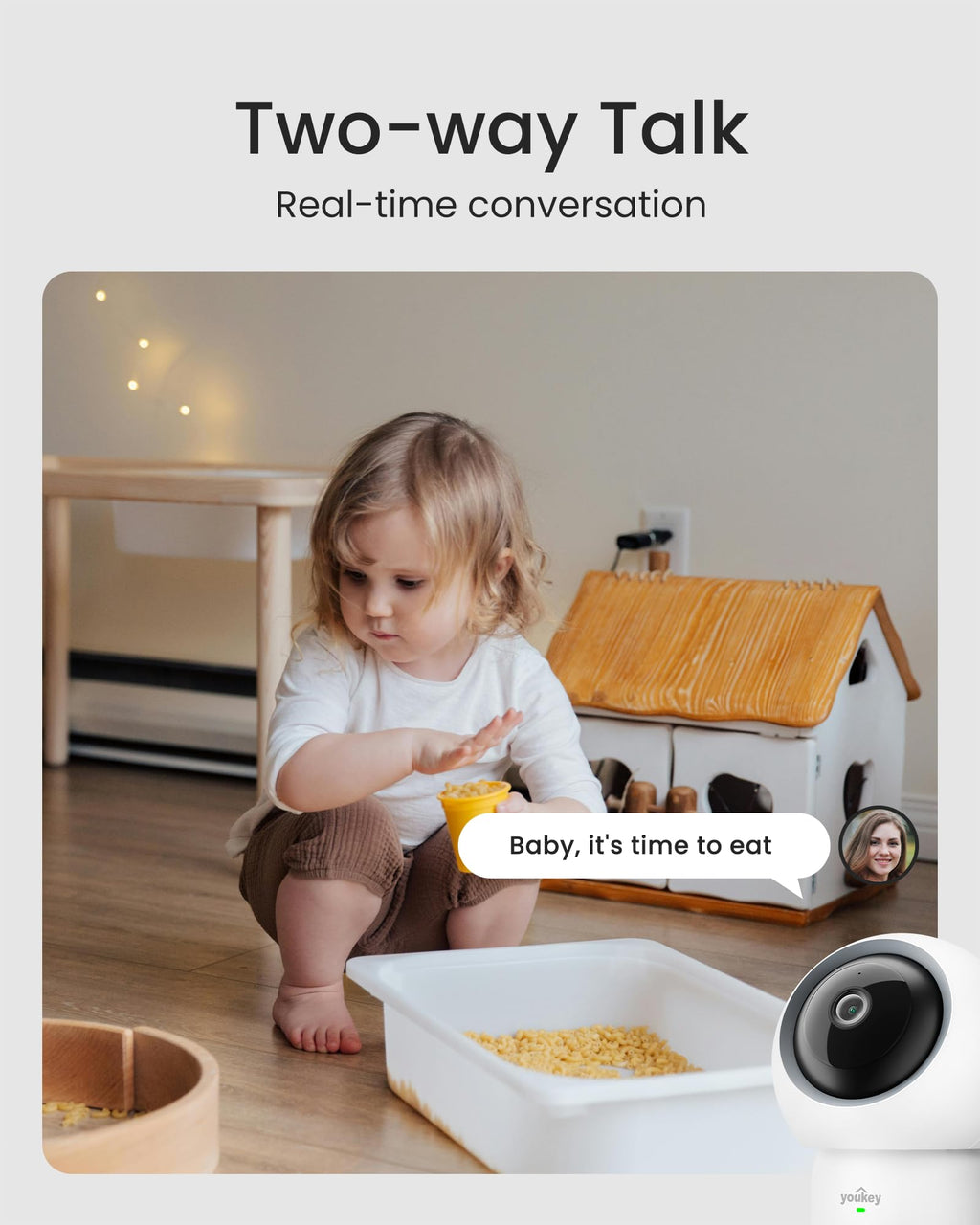 youkey Indoor Camera 2.5K, No Monthly Fees, Pan & Tilt, 360° Dog/Pet Camera for Home Security, 2.4/ 5GHz WiFi 6, Bluetooth Pairing, Human/Pet/Baby Crying Detection, Two-Way Audio, Night Vision
