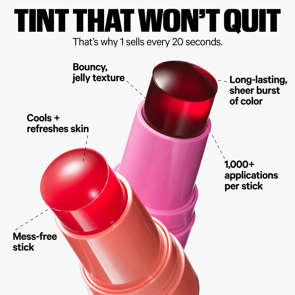 Milk Makeup Cooling Water Jelly Tint – Long-Lasting Sheer Lip + Cheek Stain with Firming Vegan Collagen + Hydrating Aloe – Transfer Proof, Buildable Lip Tint + Blush – Chill (Red), 0.17 oz