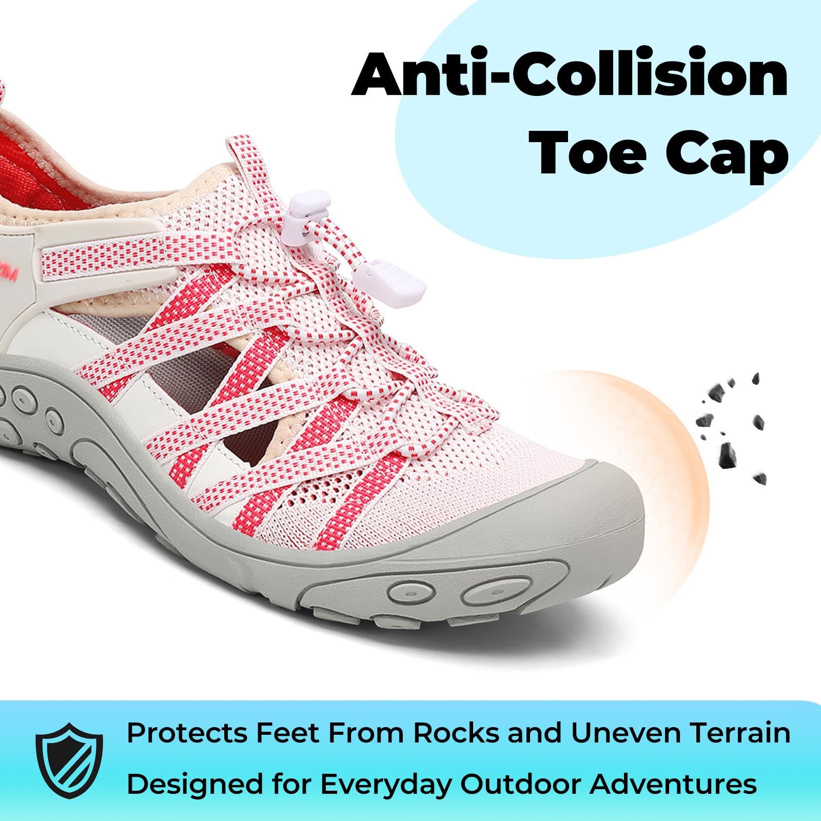 Mishansha Women’s Hiking Sandals Closed Toe, Lightweight Breathable Water Sandals, Non-Slip Outdoor Sport Sandal for Walking Trekking Beach Size 9 Pink
