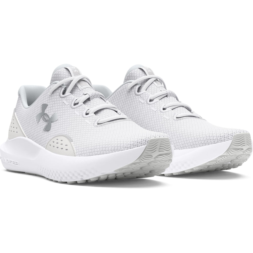 Under Armour Women's Charged Surge 4, (100) White/Distant Gray/Metallic Silver, 7, US