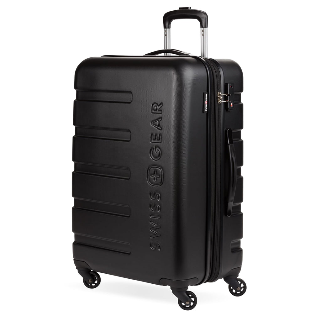 SwissGear 7366 Signature Hardside Expandable Luggage with Spinner Wheels, TSA Lock, Black, Checked-Medium 23-Inch