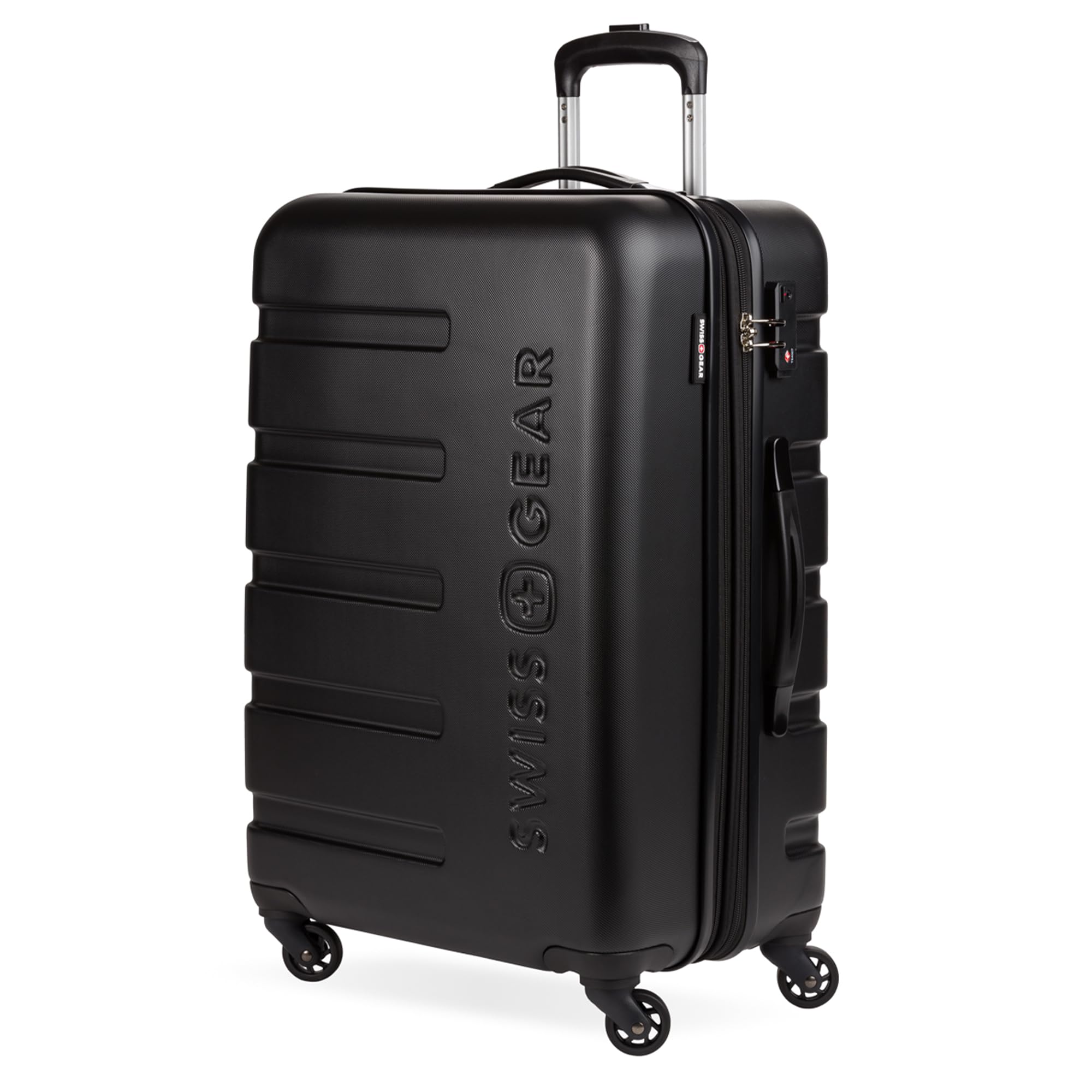 SwissGear 7366 Signature Hardside Expandable Luggage with Spinner Wheels, TSA Lock, Black, Checked-Medium 23-Inch