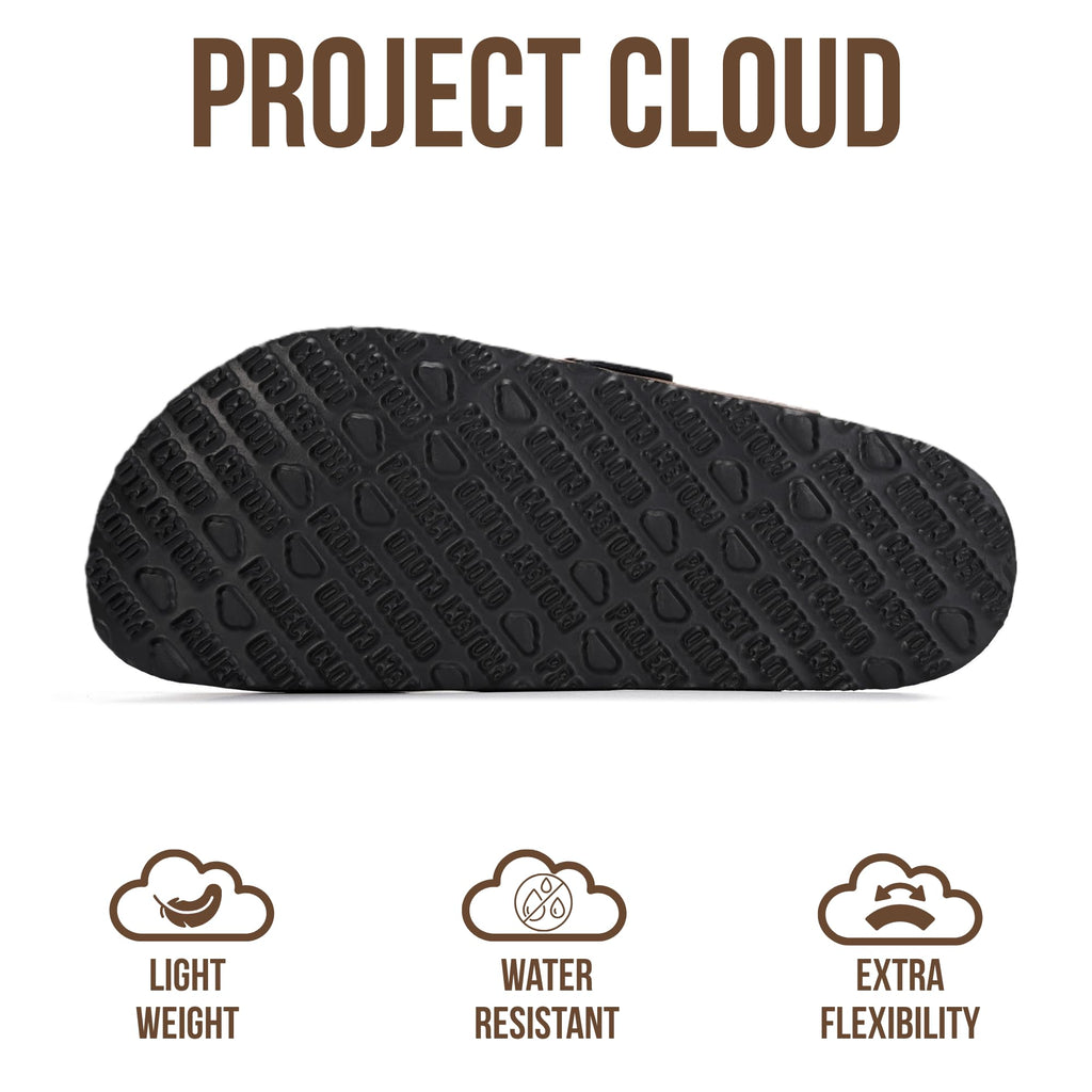 Project Cloud Genuine Leather Footbed Clogs for Women - Memory Foam Arch Support Slippers for Women - Trendy Slip-ons Women's Mules & Clogs Sandals (Benton,FOSSSUEDE,8.5M)