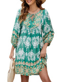Qearal Women's Summer Spring Casual Beach Dresses 2026 Vacation Loose Boho Tunic Dress Sage Green XL