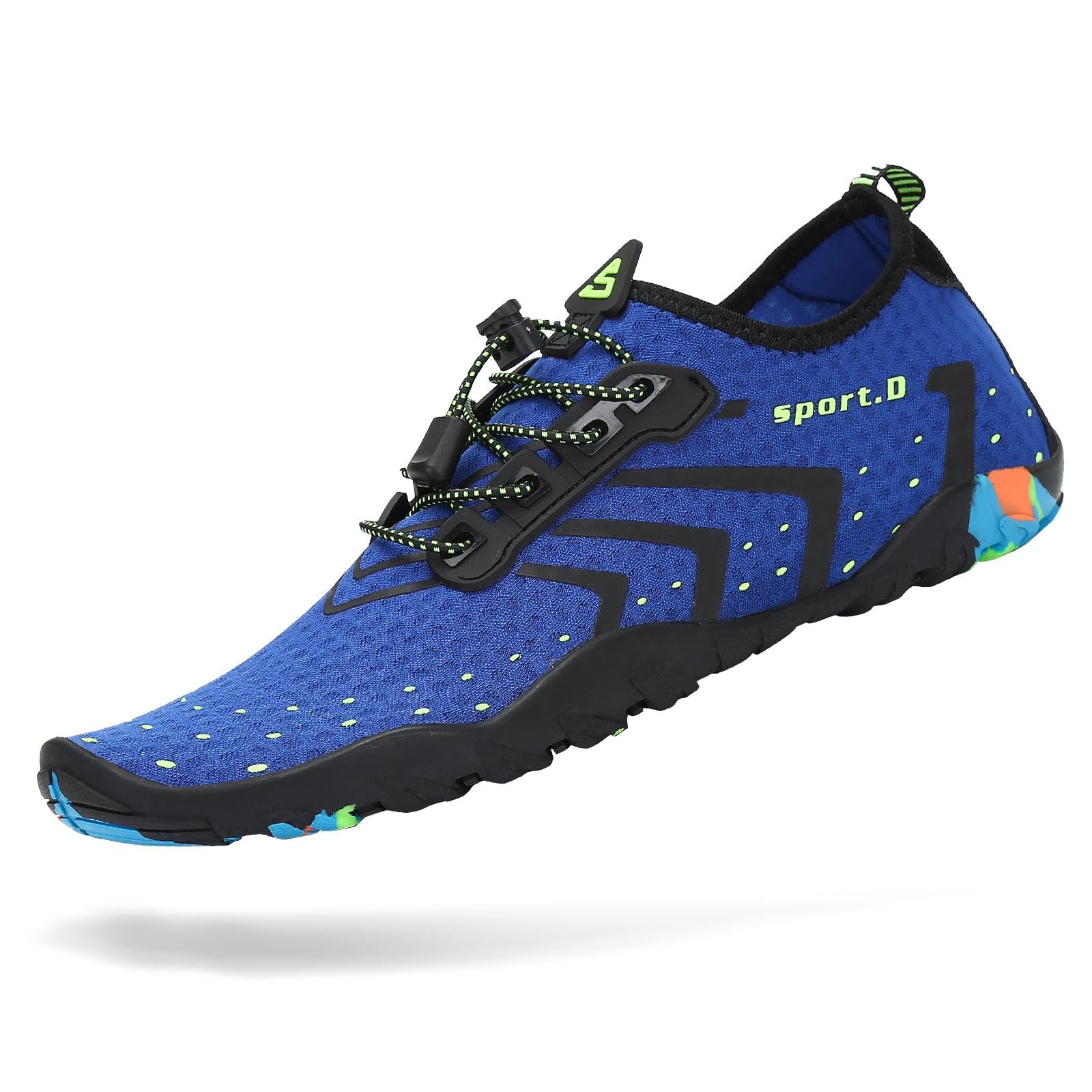 Mishansha Water Shoes for Women Men, Quick-Dry Barefoot Swim Shoes with Drainage Holes, Lightweight Aqua Shoe for Beach Pool River Boating Yoga Walking 8.5 Women/7 Men Cobalt Blue