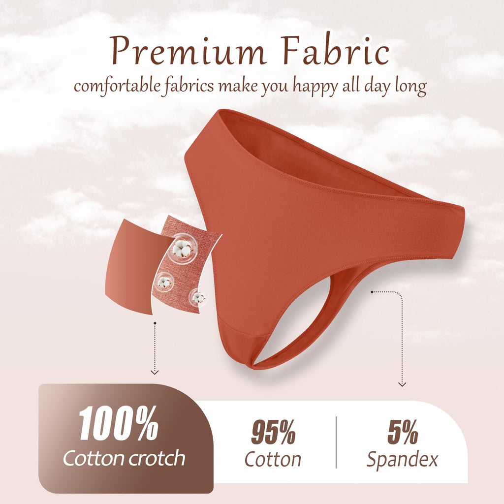 READY TO LOVE Cotton blend Underwear for Women Pack Breathable Thongs for Women Sexy Stretch Soft Womens Panties Thong M