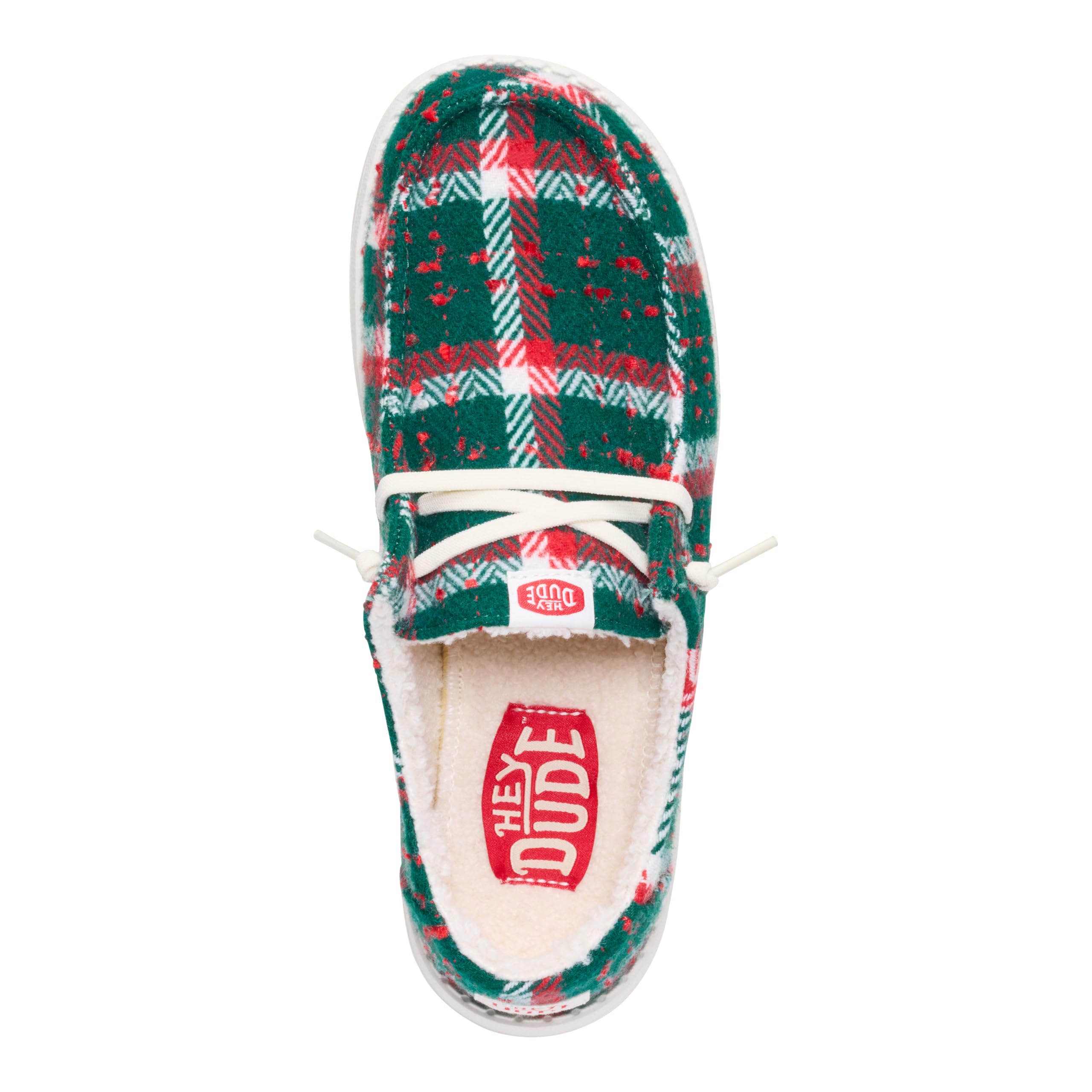 HEYDUDE Wendy Confetti Plaid Cozy Red/Green/Multi Size 8, Women’s Shoes, Slip-on Loafers, Comfortable & Light-Weight