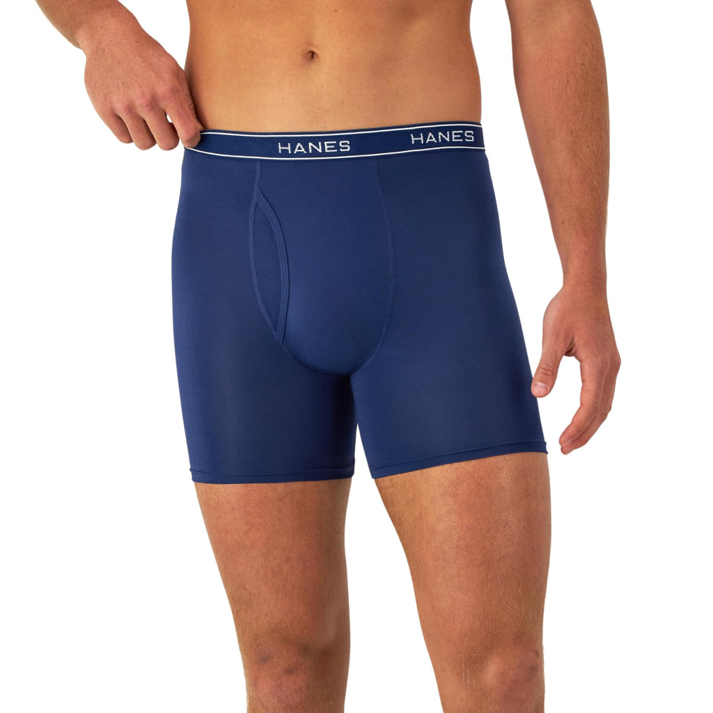Hanes Men's Value Performance Stretch Boxer Brief Underwear, Moisture-Wicking, 6-Pack