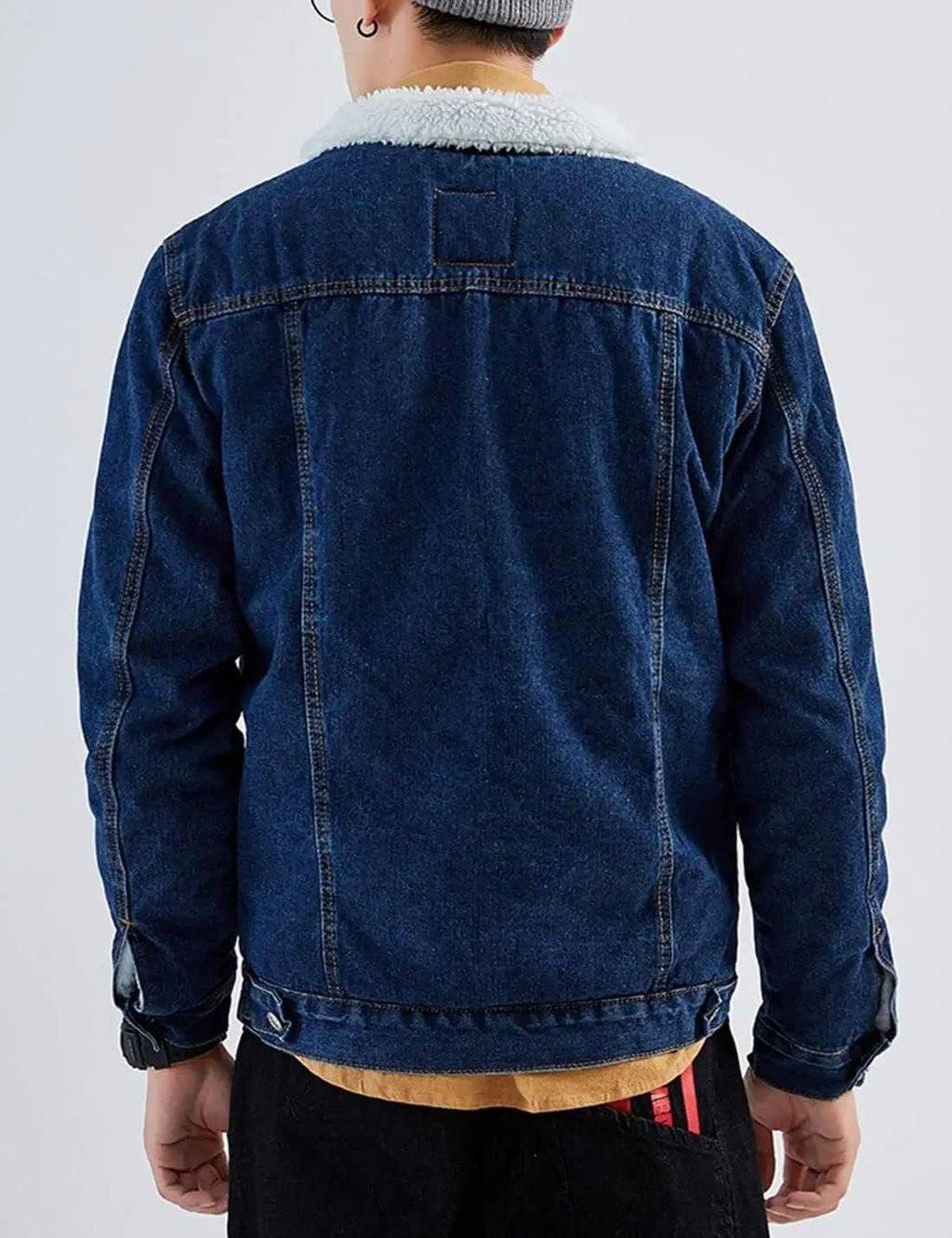 Springrain Men's Sherpa Fleece Lined Denim Jacket Warm Winter Trucker Jacket Cowboy Jean Jacket(DarkBlue-XS)