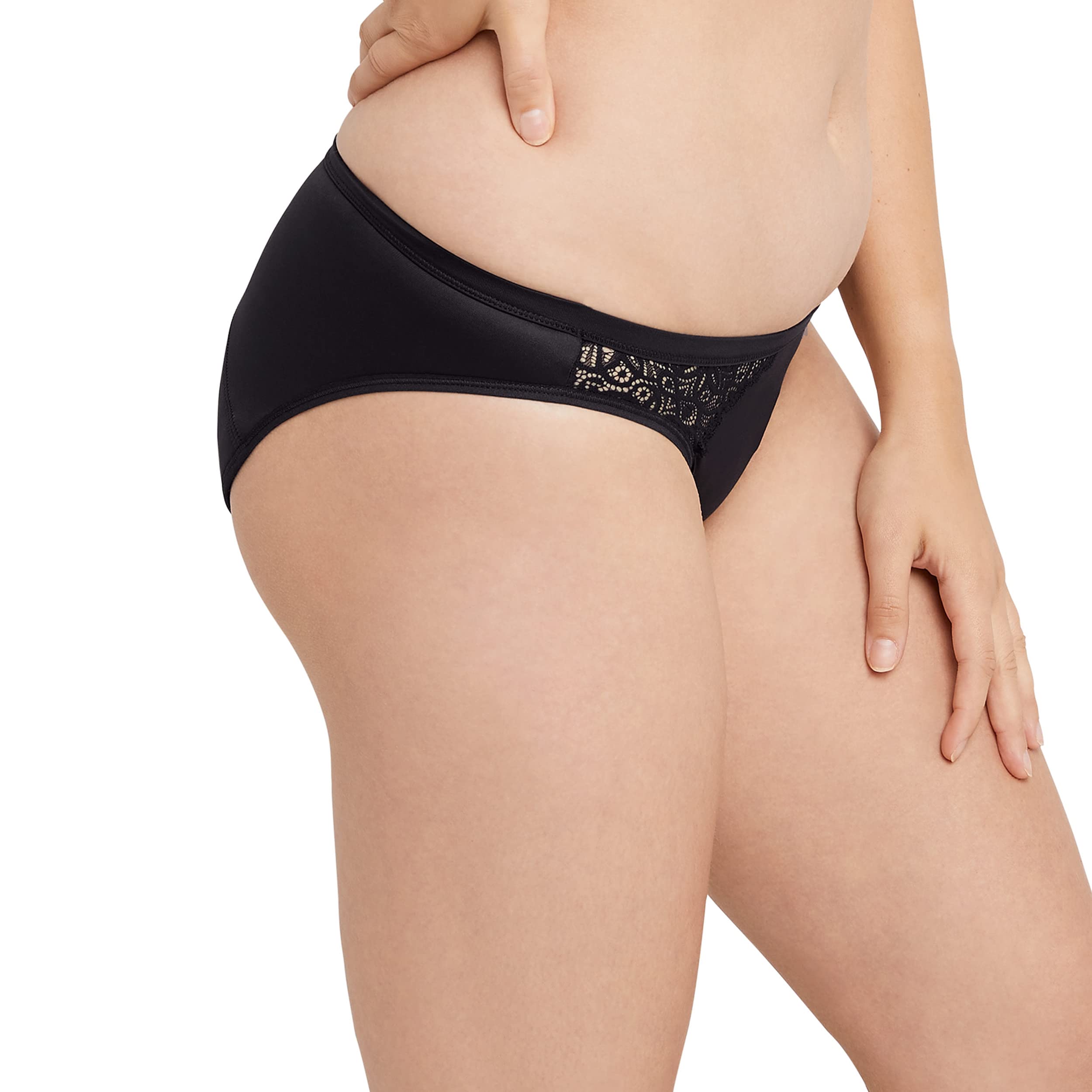 Maidenform Women's Moderate Protection Period Bikini Panties, Built-in Liner, Odor Guard, 3-Pack, Black/Sparrow Brown Leopard/Black