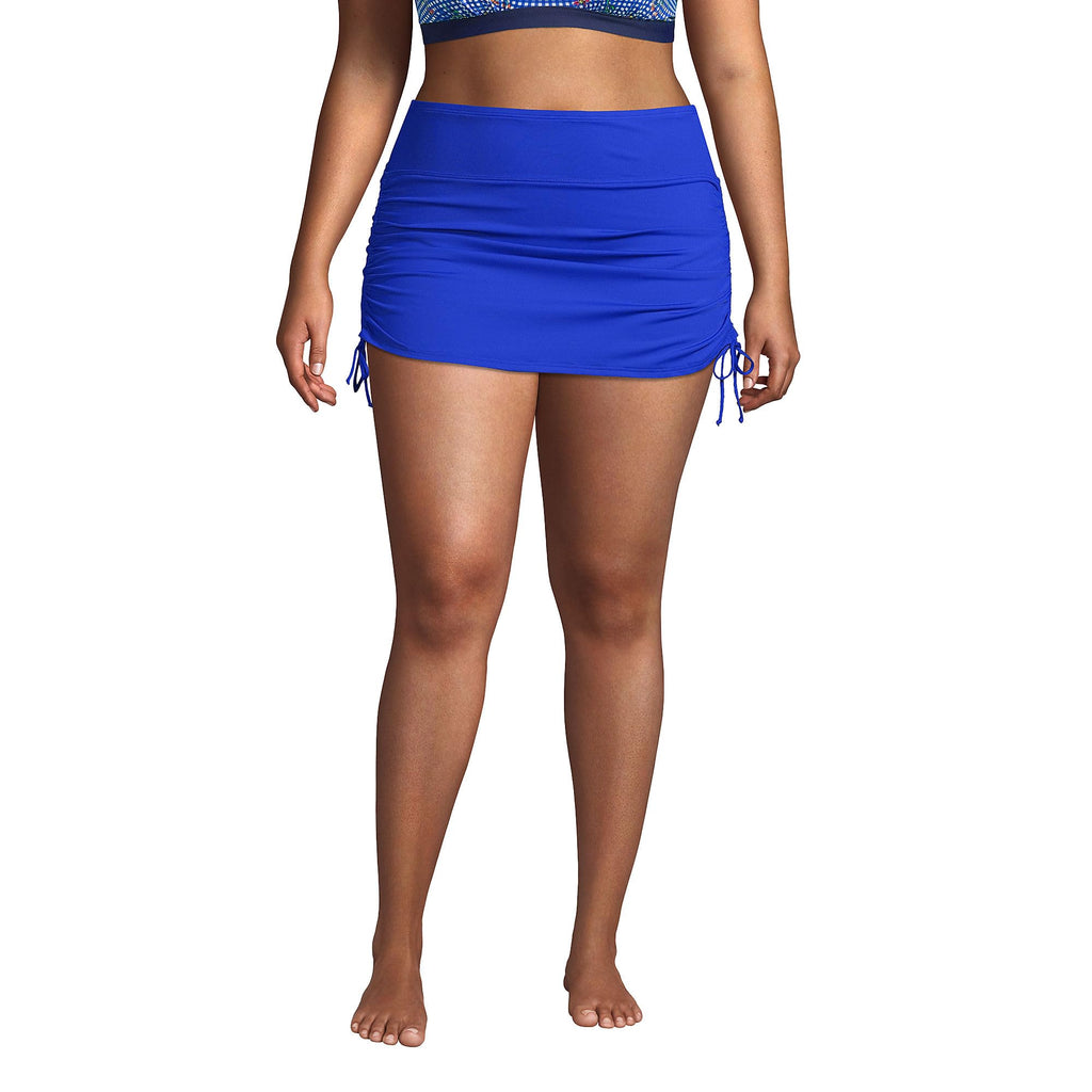 Lands' End Womens Chlorine Resistant Adjustable Swim Skirt Control Electric Blue Regular 4