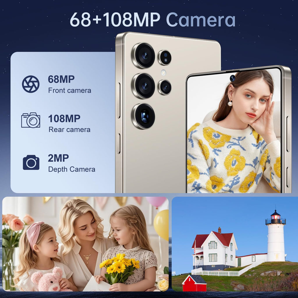 BDWJW I25 Ultra Smartphone 16GB+512GB Android 14 Smartphone, 6.99" FHD+ Display, 7000mAh Battery, 108MP+68MP Dual Camera, Built-in Pen Stylus, Fast Performance Large Memory (Titanium Gray)